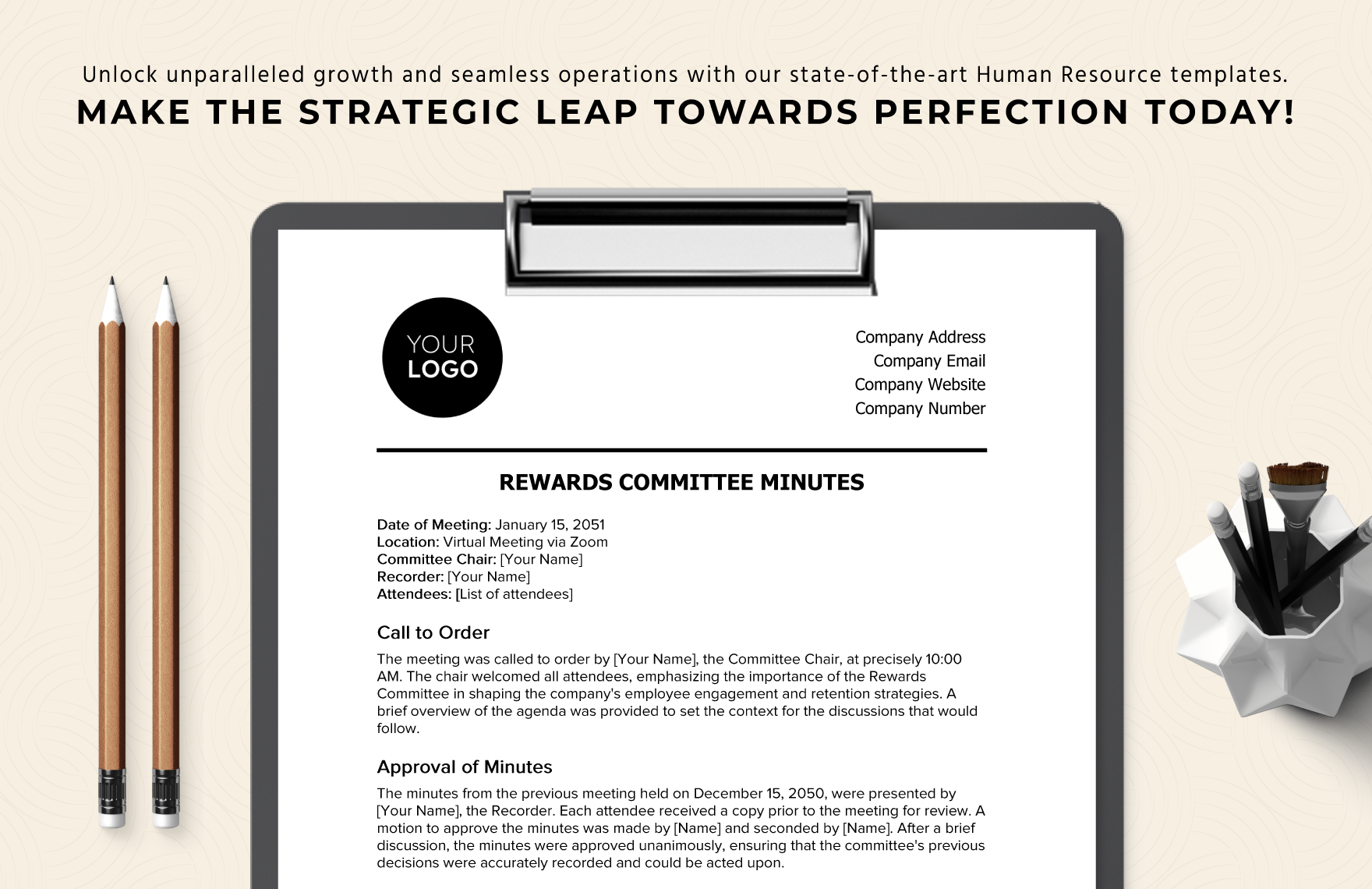 Rewards Committee Minutes HR Template