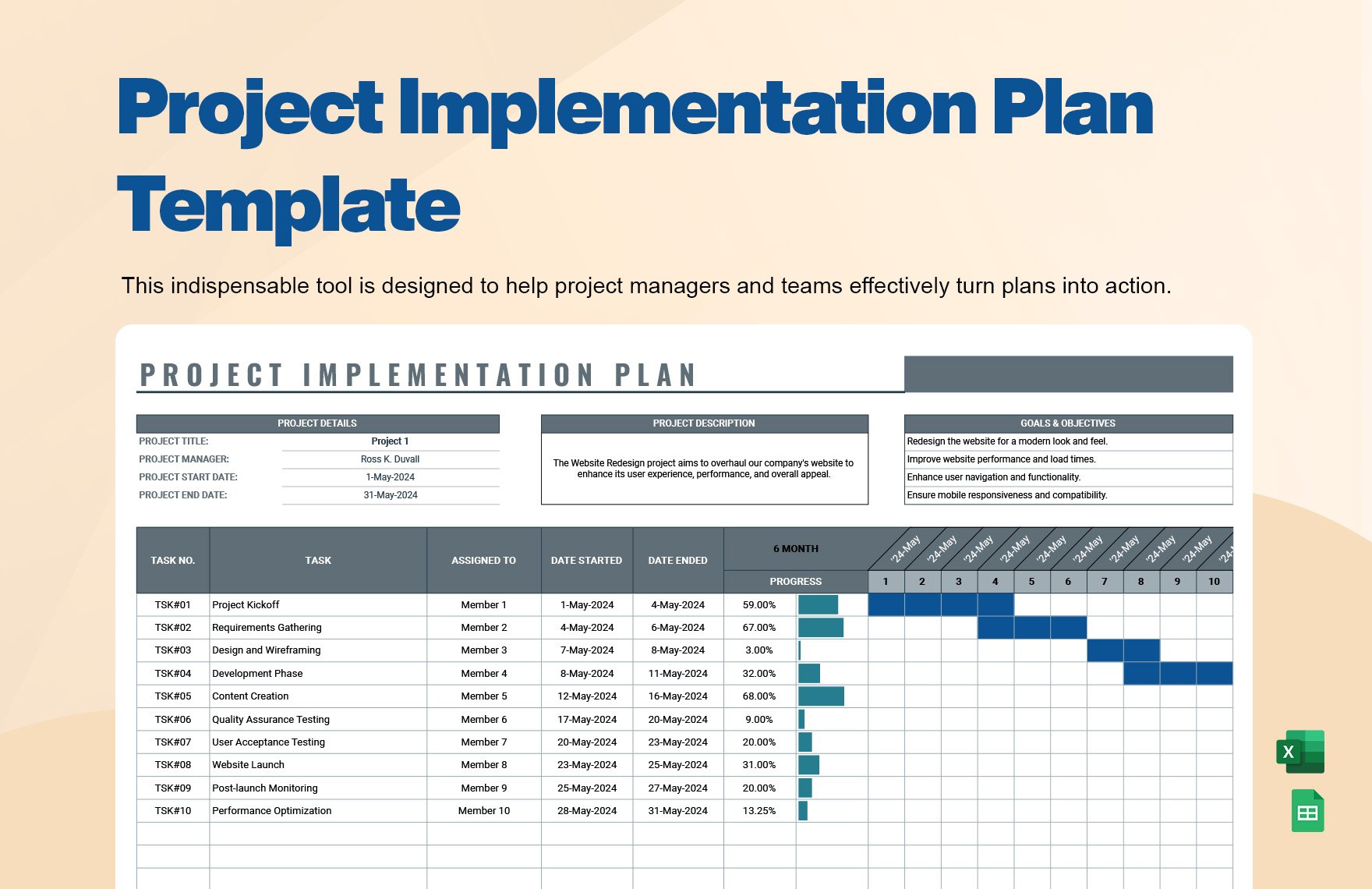 Free Project Implementation Plan Template in Excel, Google Sheets
