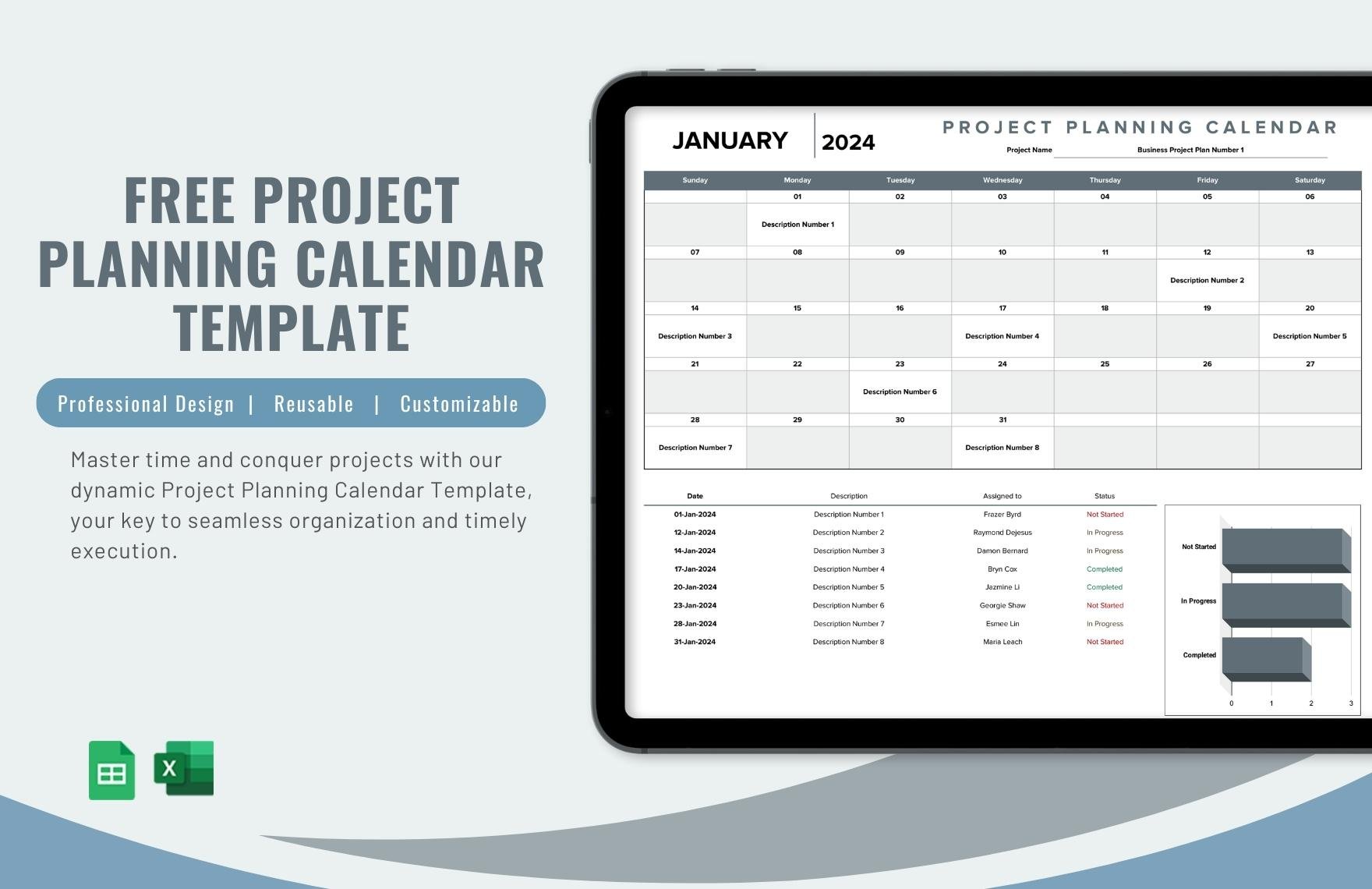 Free Project Planning Calendar Template