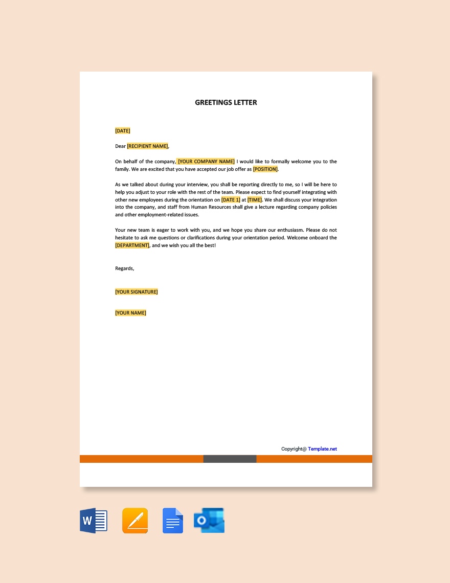 Greeting Letter in Google Docs, Pages, Word, Outlook, PDF - Download | Template.net