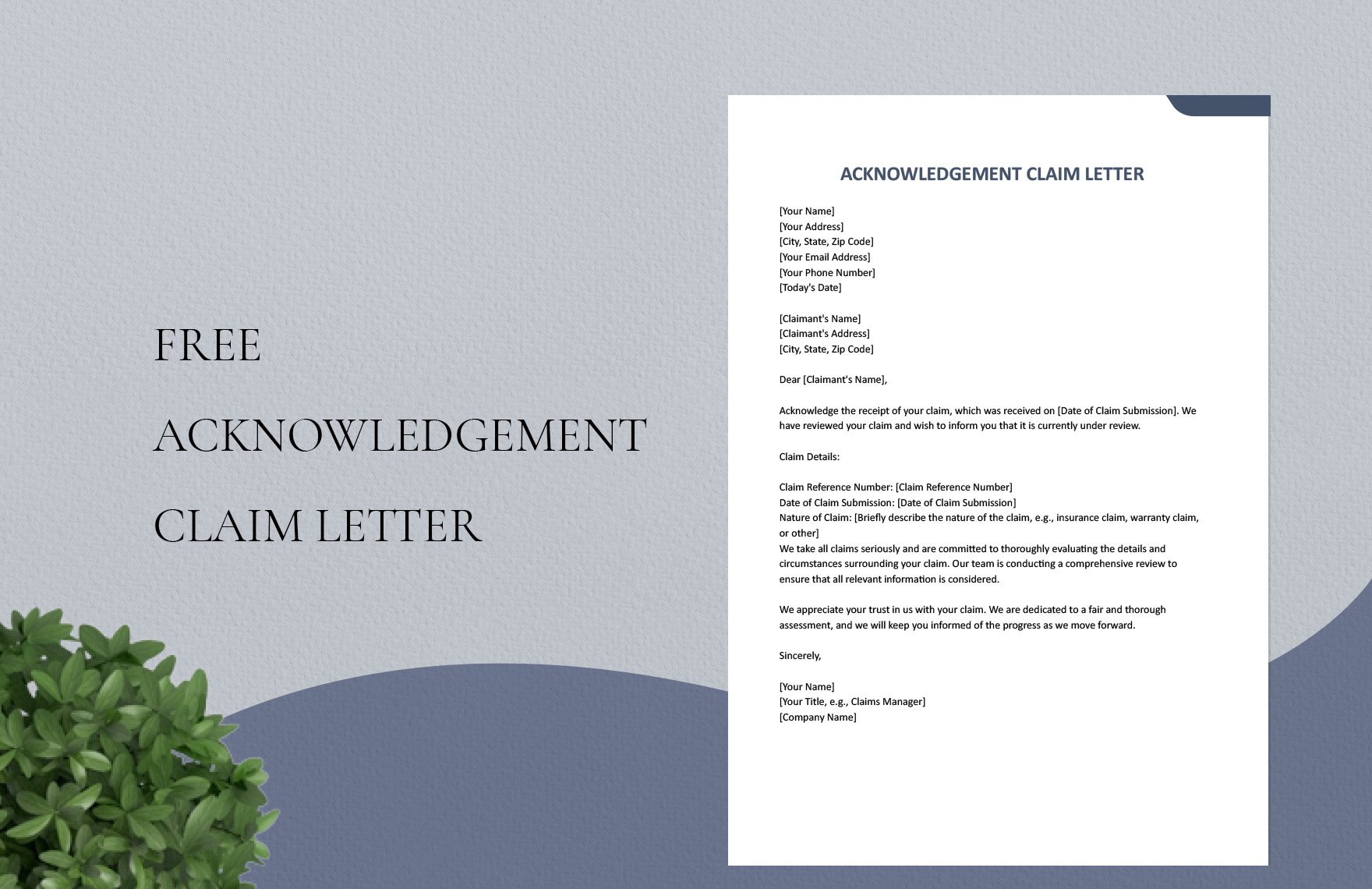Acknowledgement Claim Letter