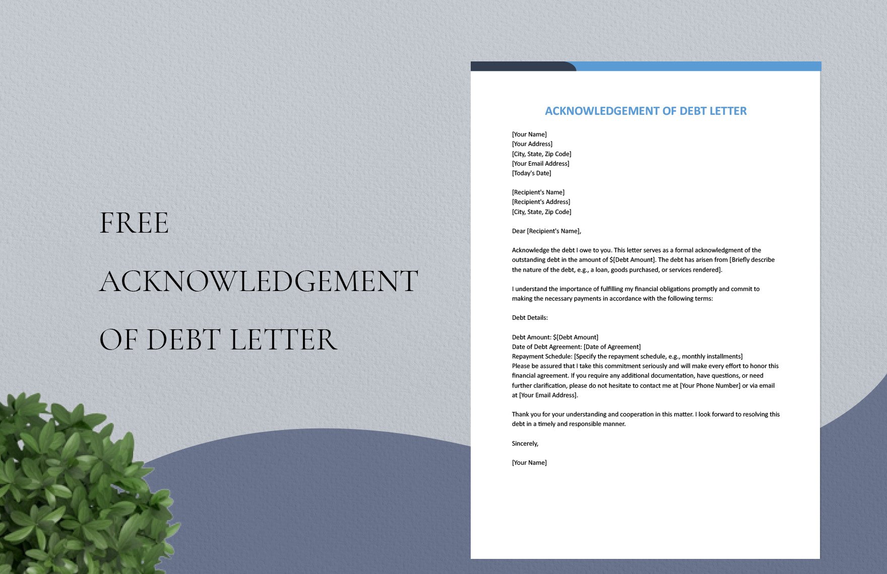 Acknowledgement Of Debt Letter