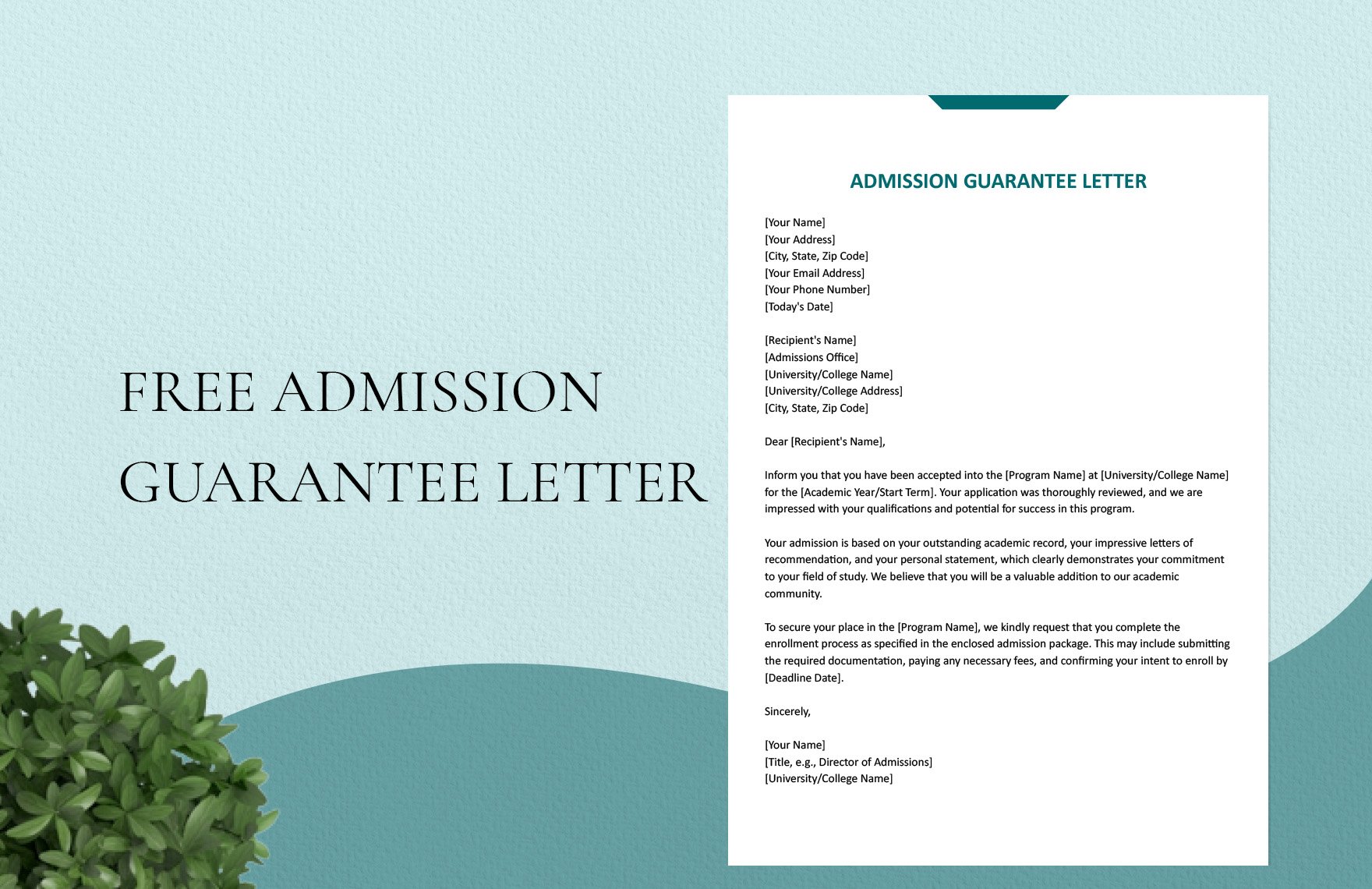 Admission Guarantee Letter