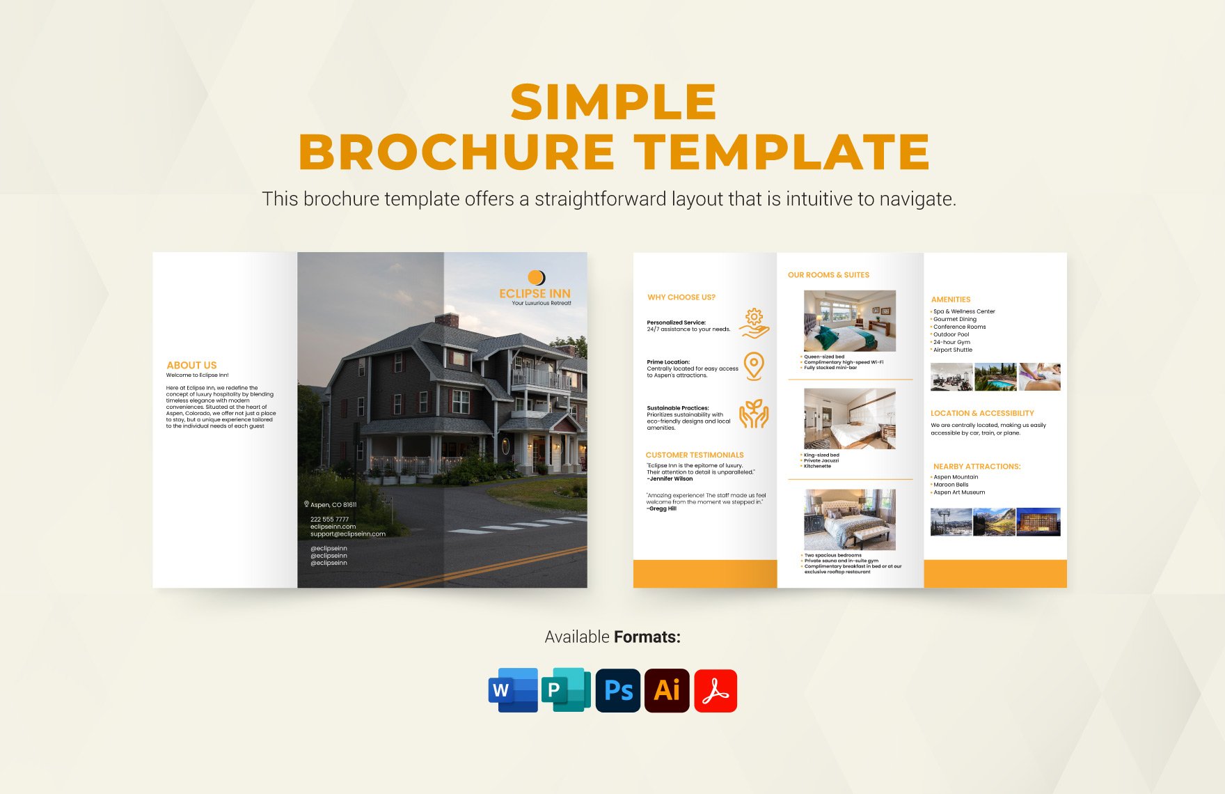Simple Brochure Template in Word, PDF, Illustrator, PSD, Publisher