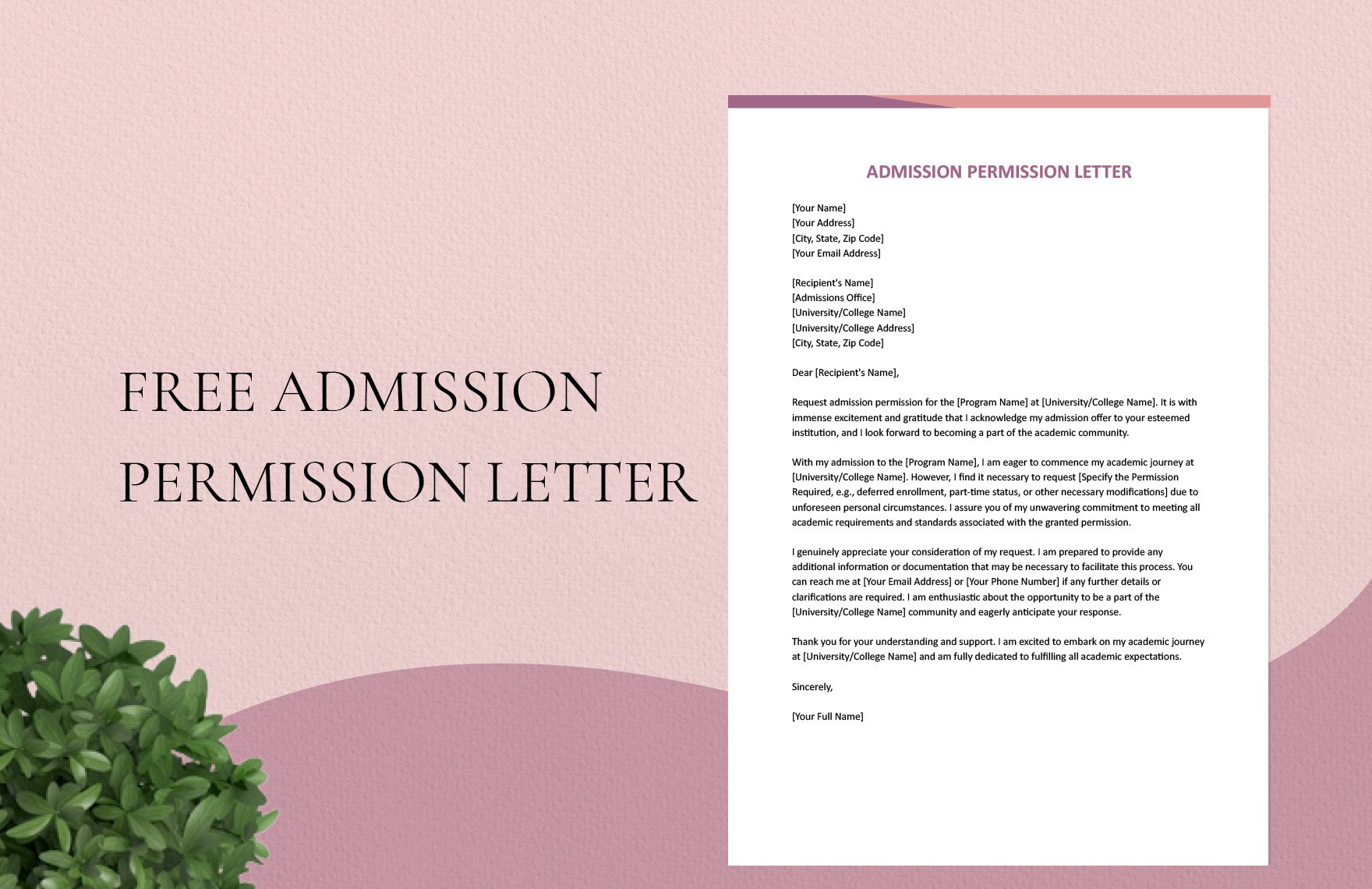 Admission Permission Letter