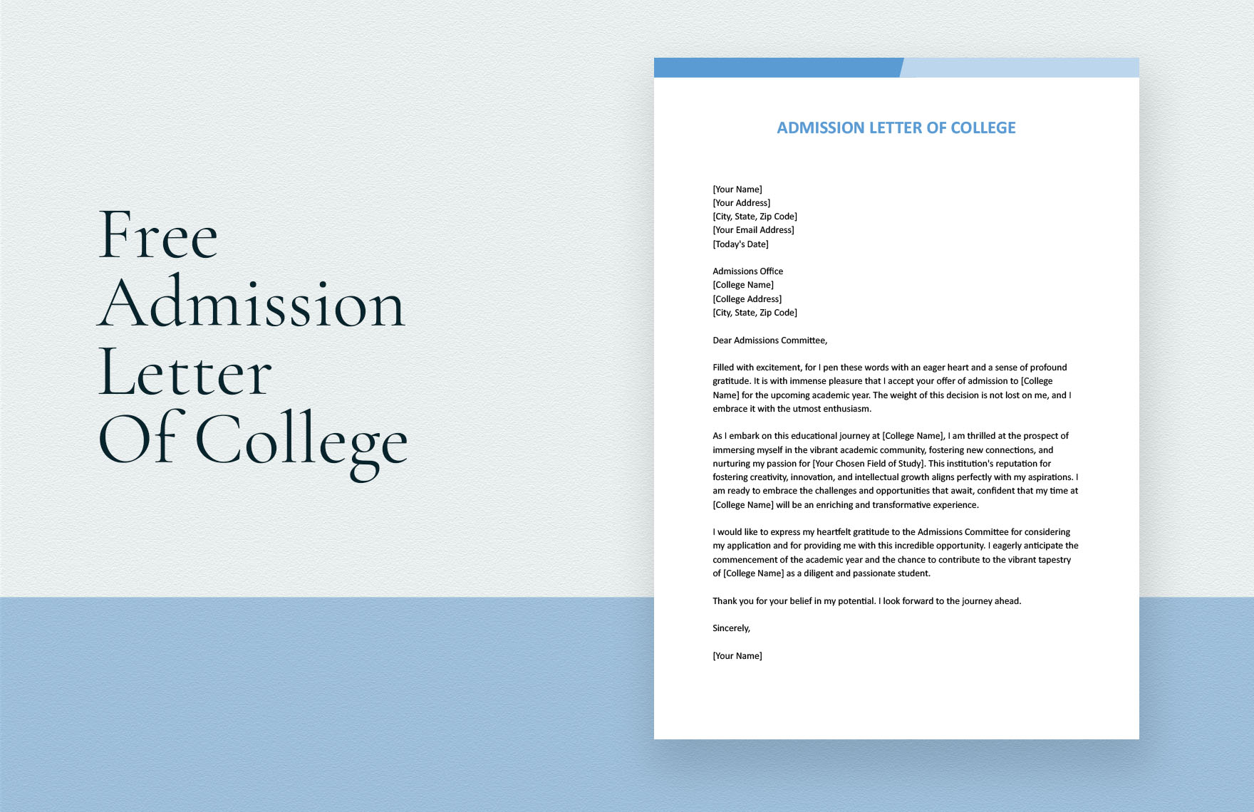 Admission Letter Of College