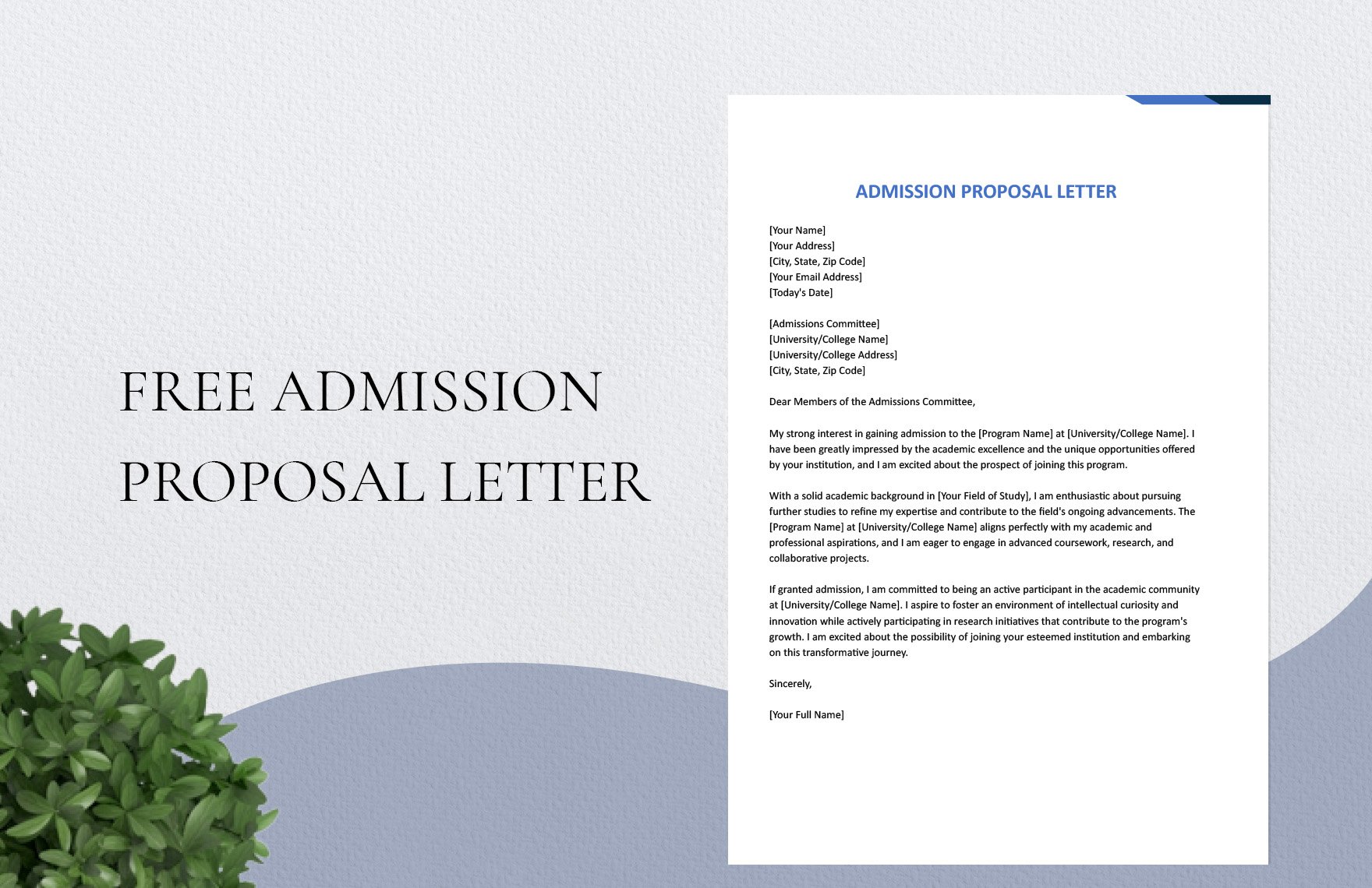 Admission Proposal Letter