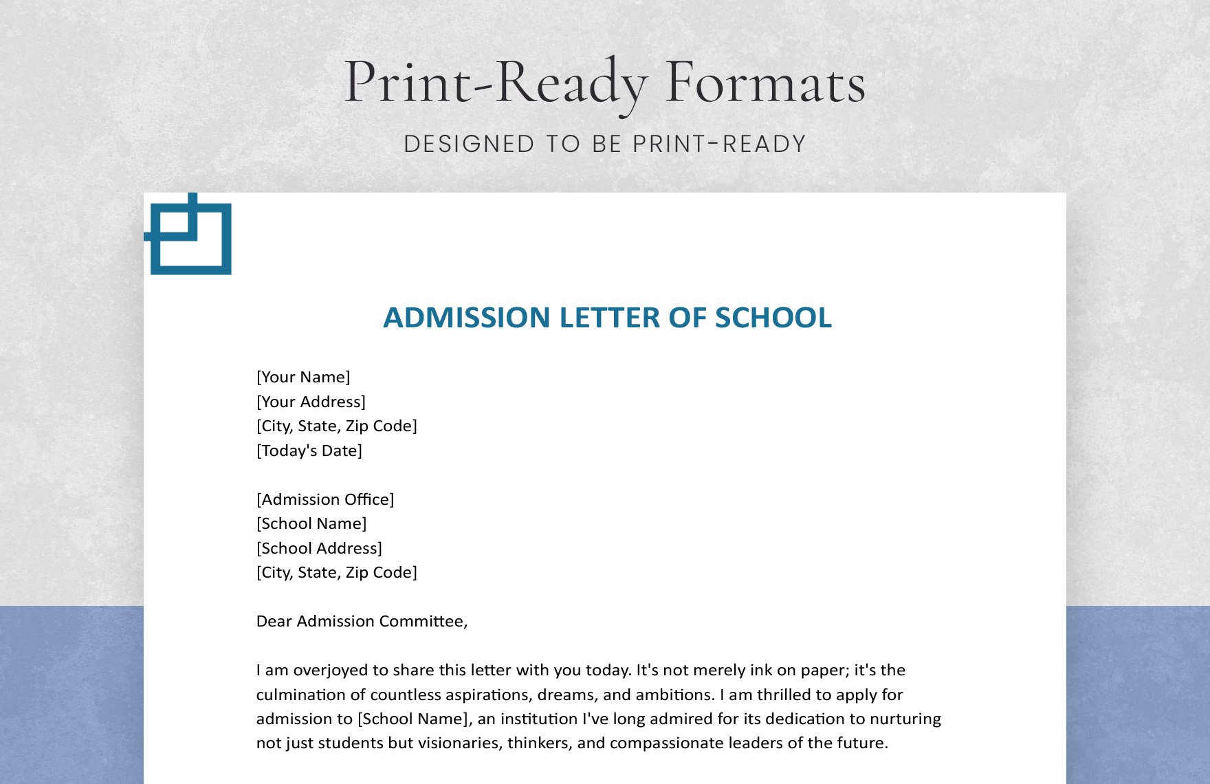 Admission Letter Of School