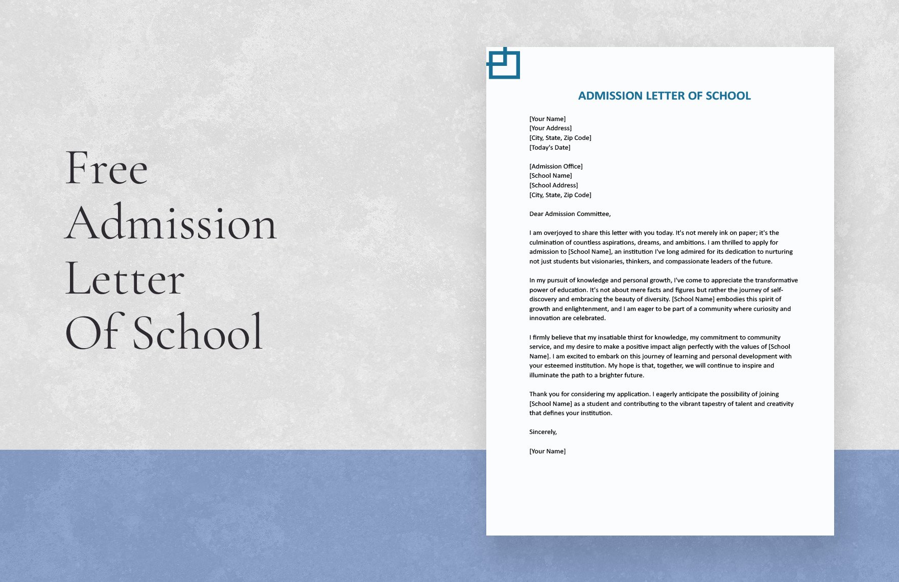 Admission Letter Of School in Word, Google Docs