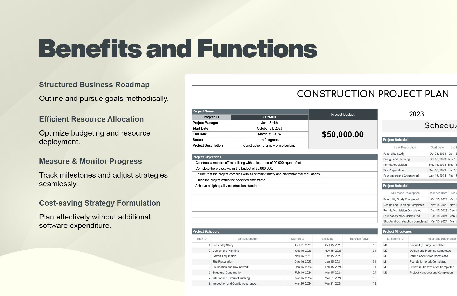 Construction Project Plan Template