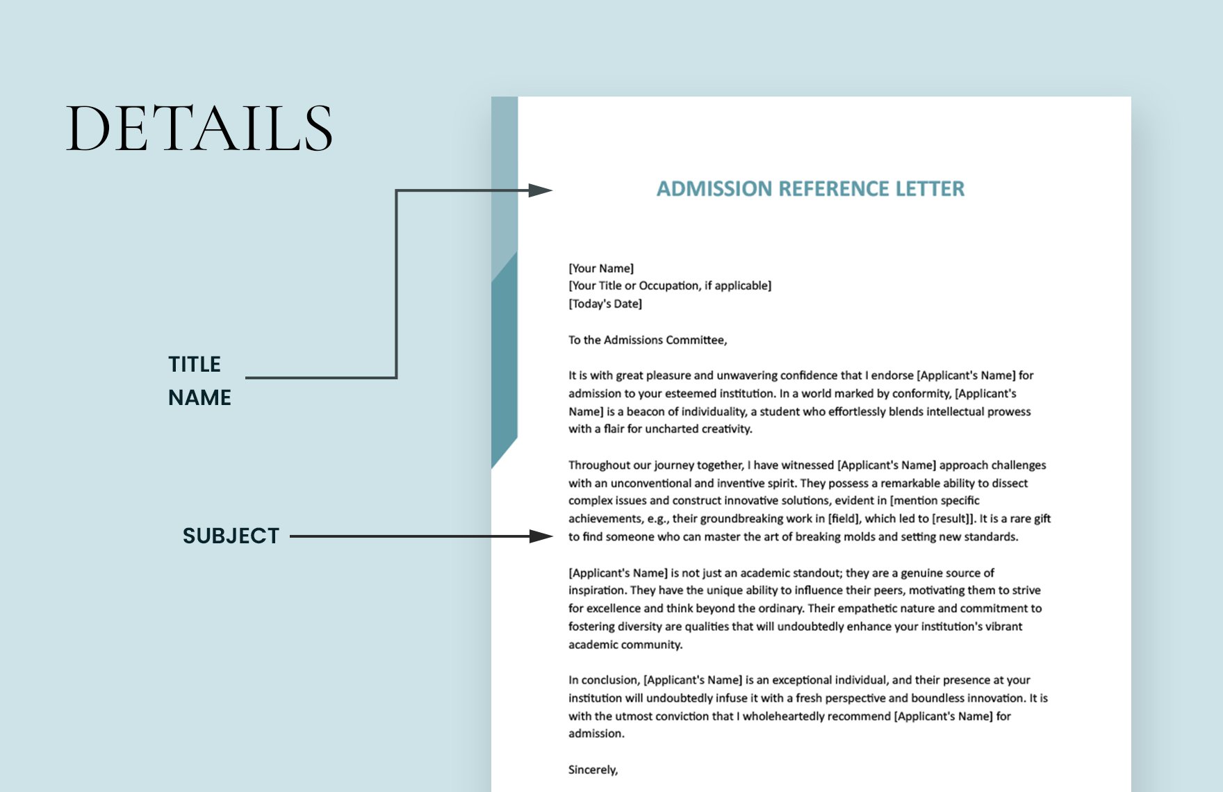 Admission Reference Letter