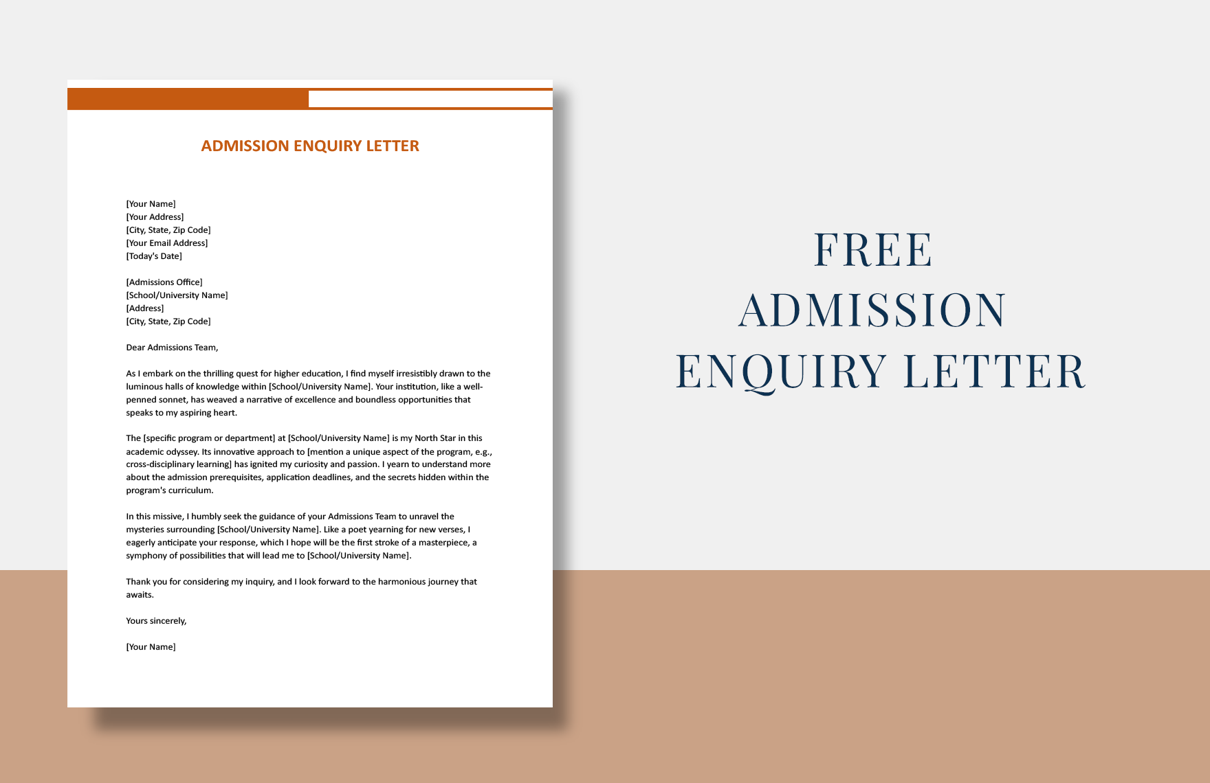 Admission Enquiry Letter