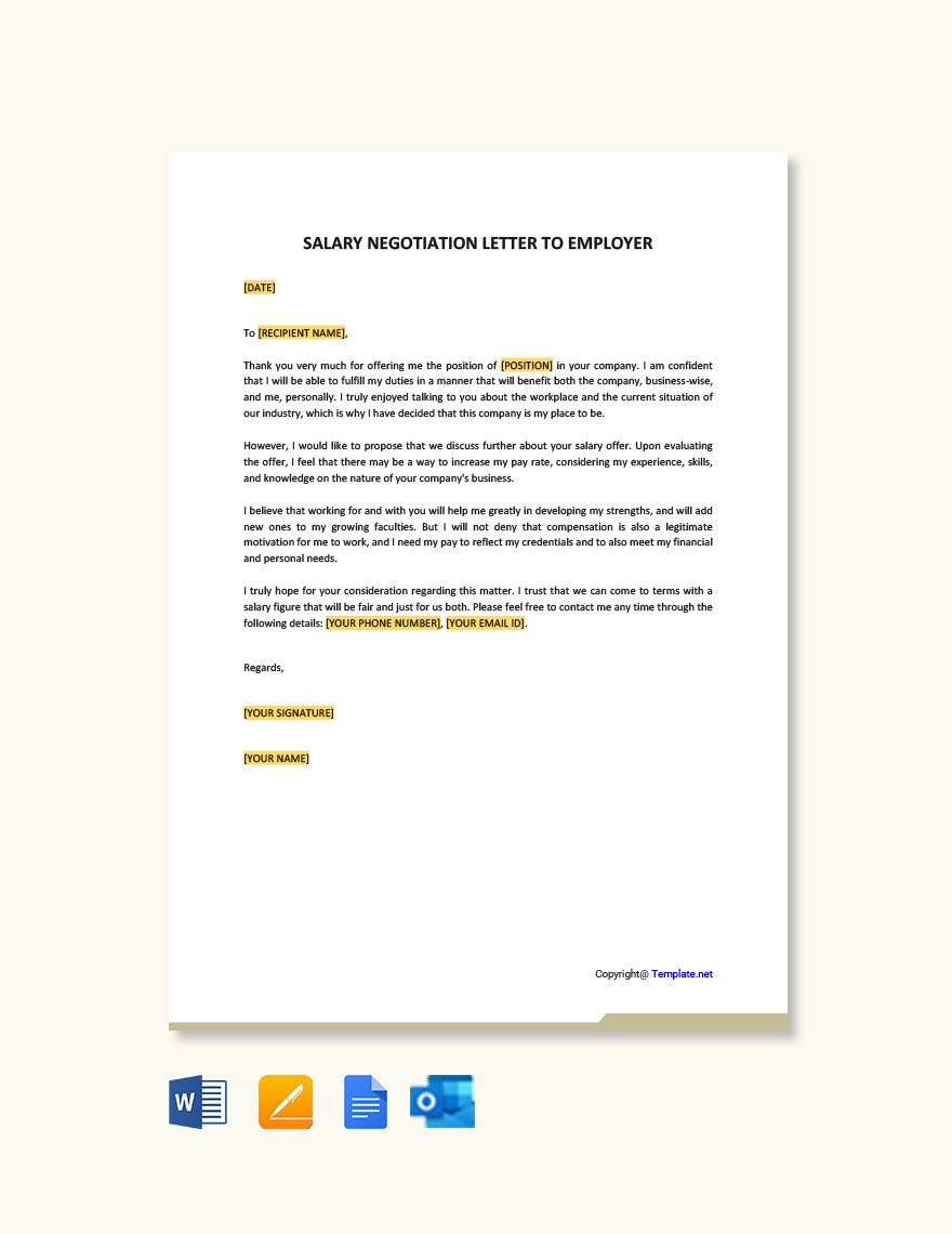 Salary Negotiation Letter To Employer Template