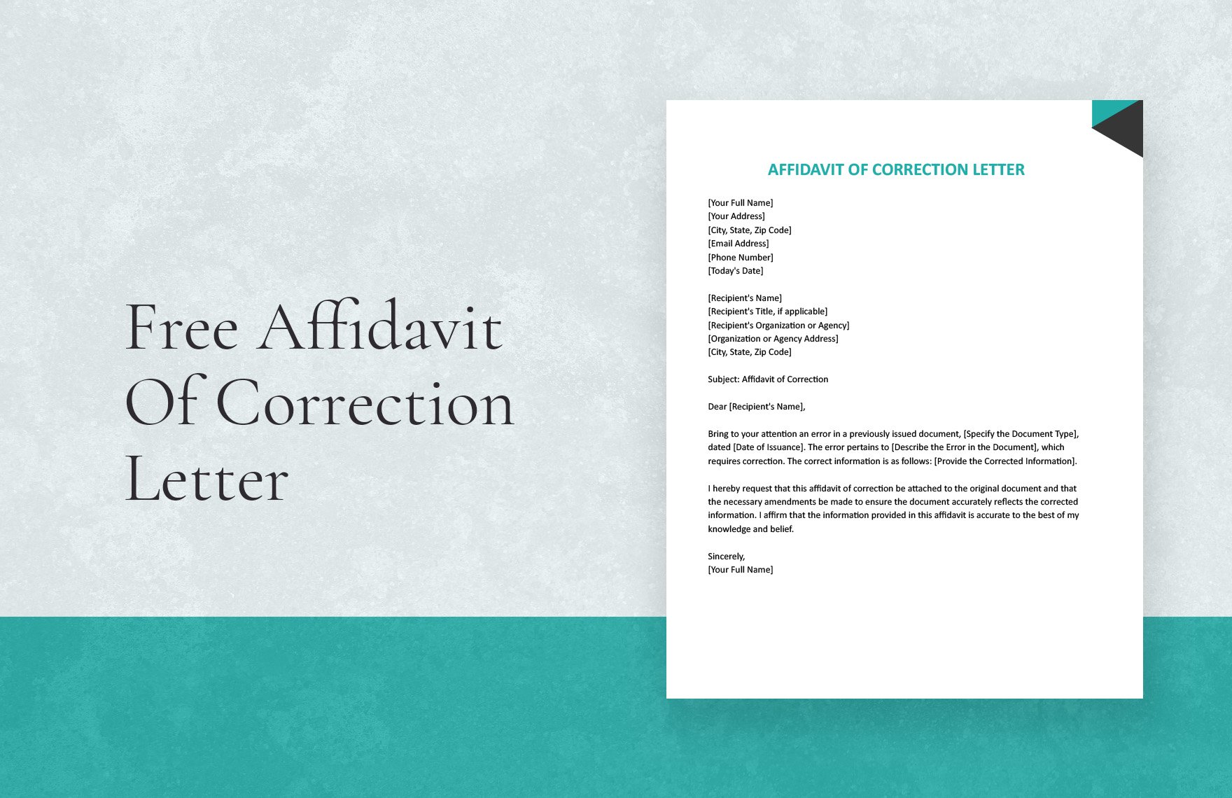 Affidavit Of Correction Letter