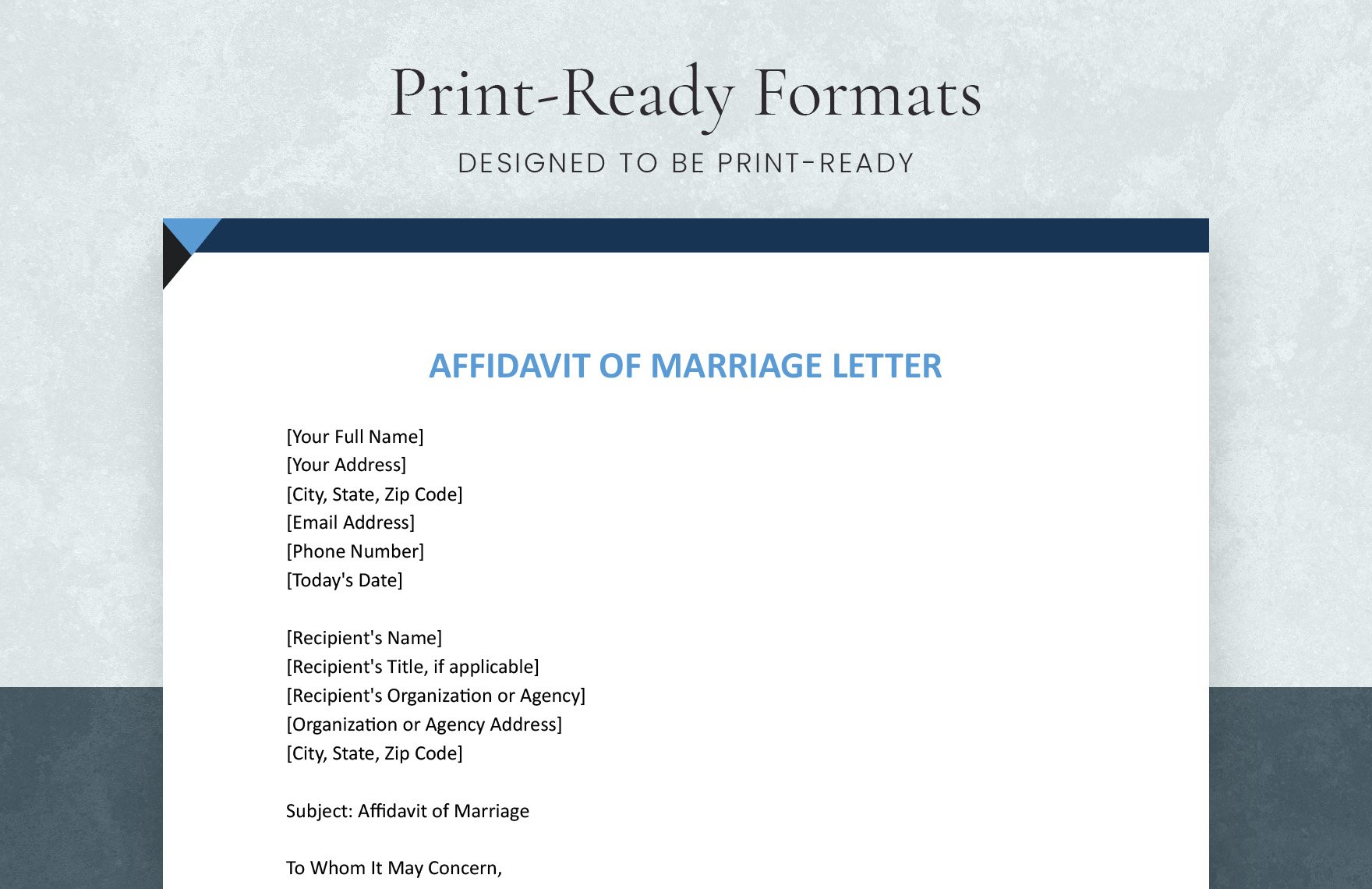Affidavit Of Marriage Letter
