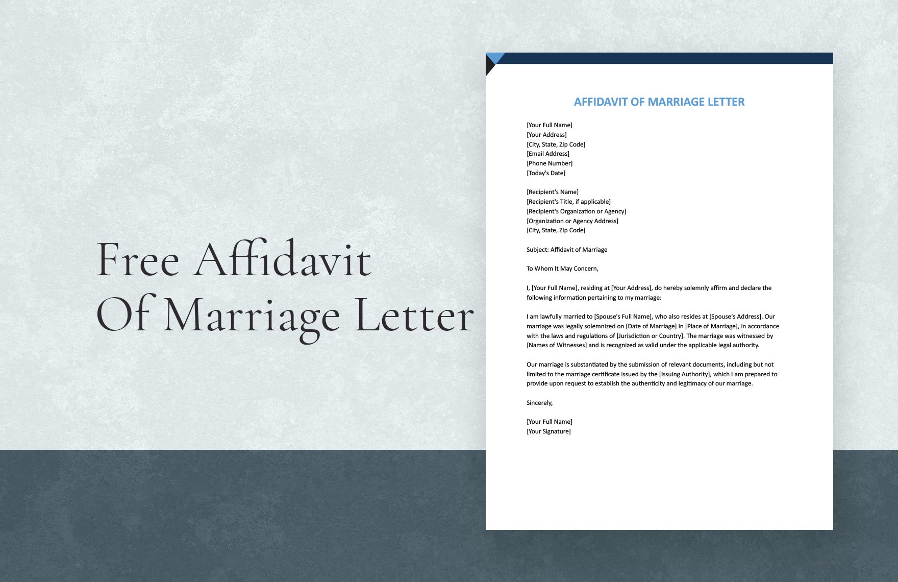 Affidavit Of Marriage Letter in Word, Google Docs