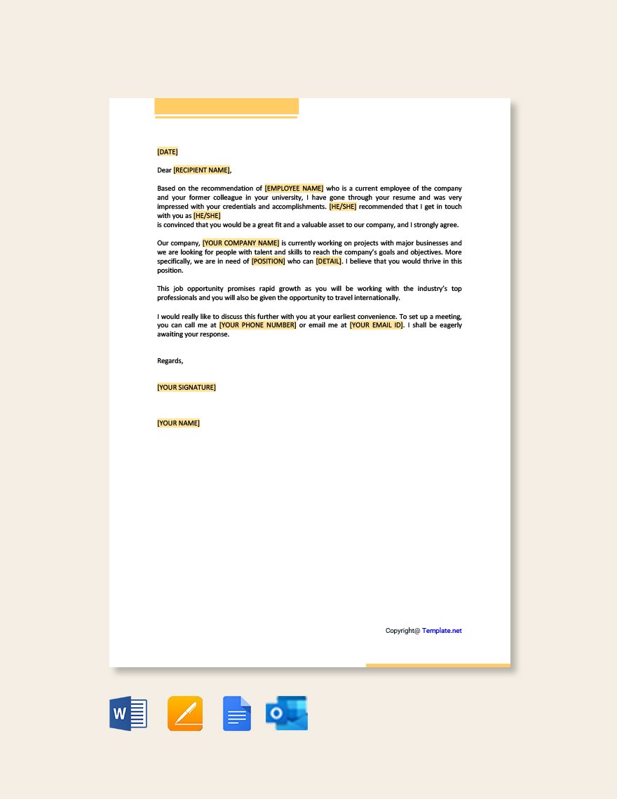 Proposal Letter For Job Opportunity Template