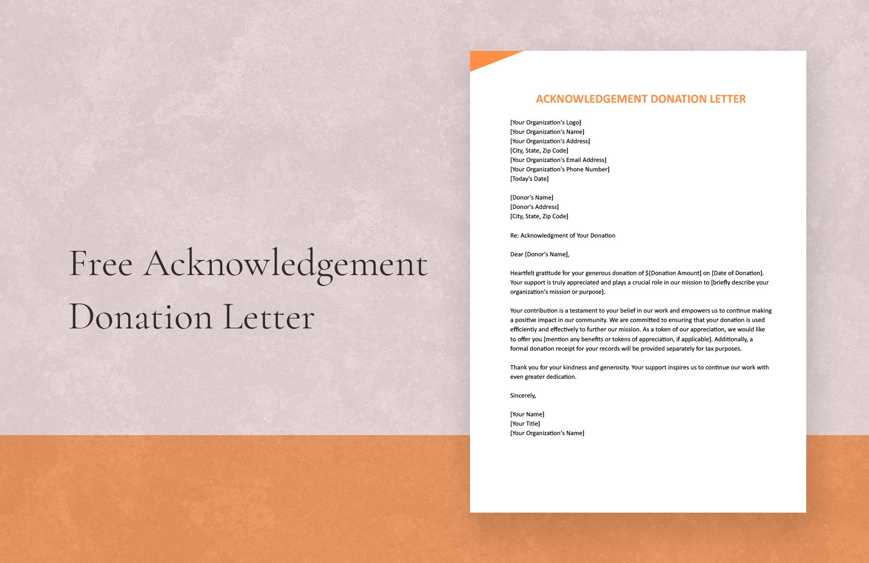 Acknowledgement Donation Letter in Word, Google Docs