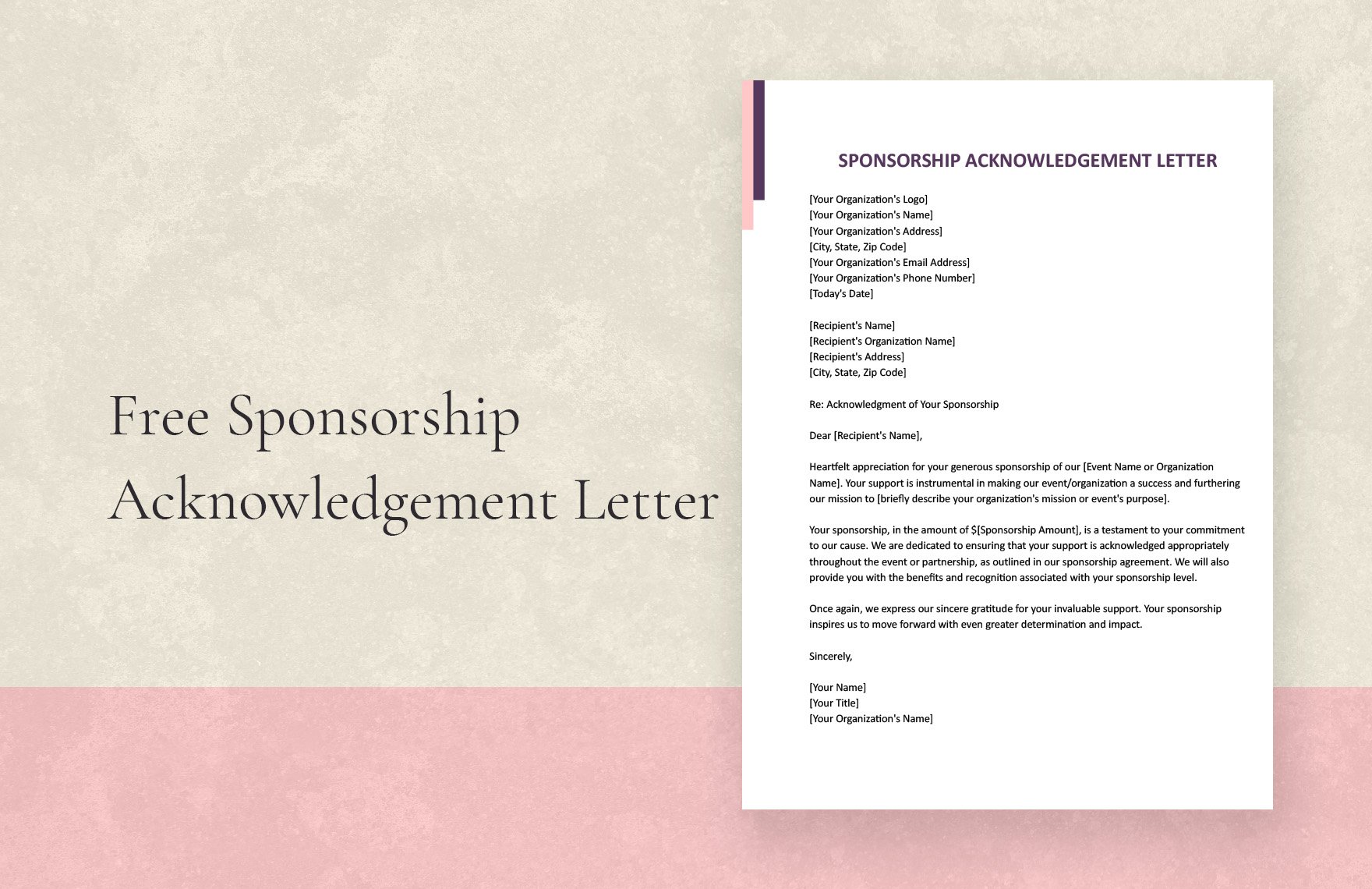 Sponsorship Acknowledgement Letter