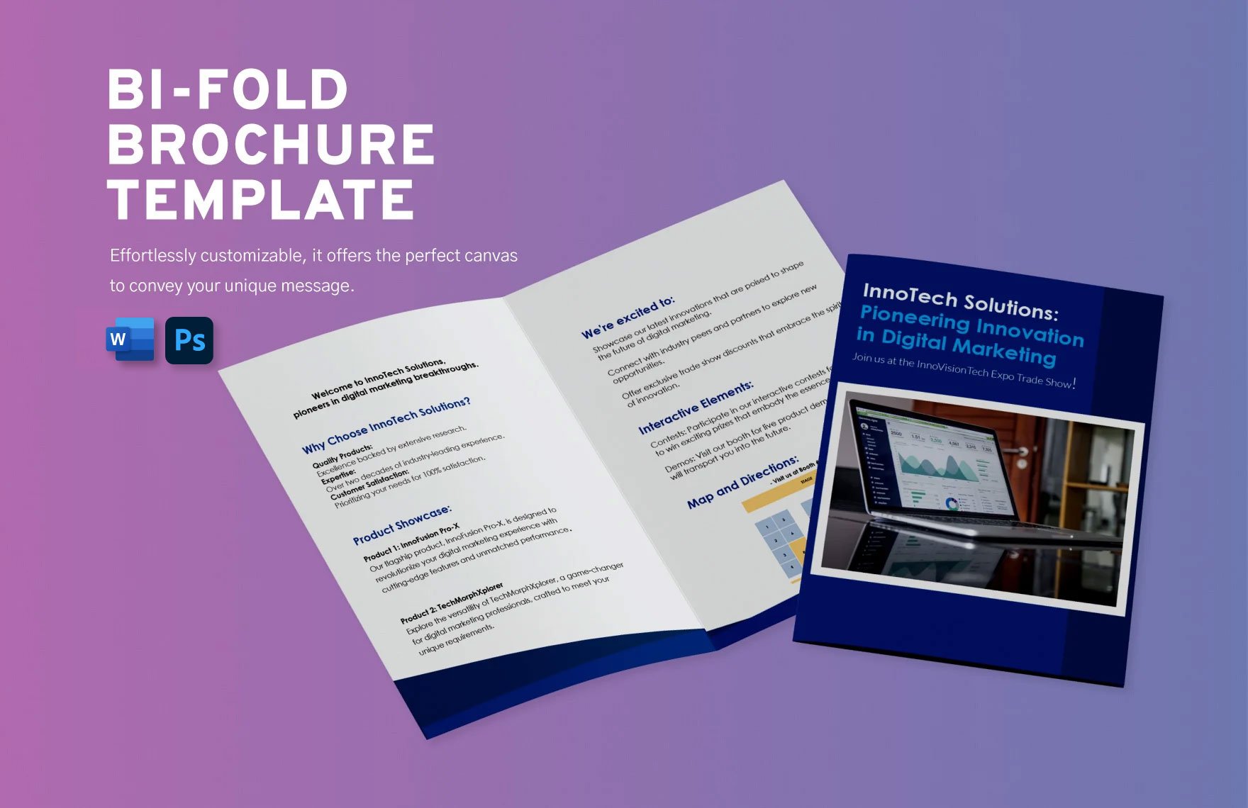 Bi-Fold Brochure Template in Word, PSD