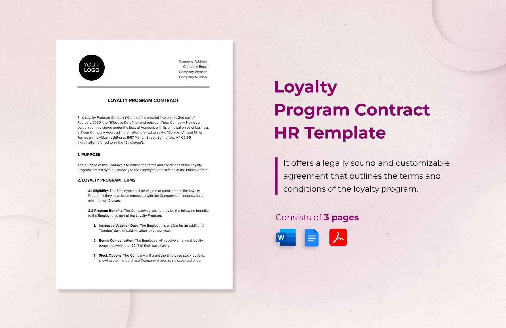 Loyalty Program Contract HR Template