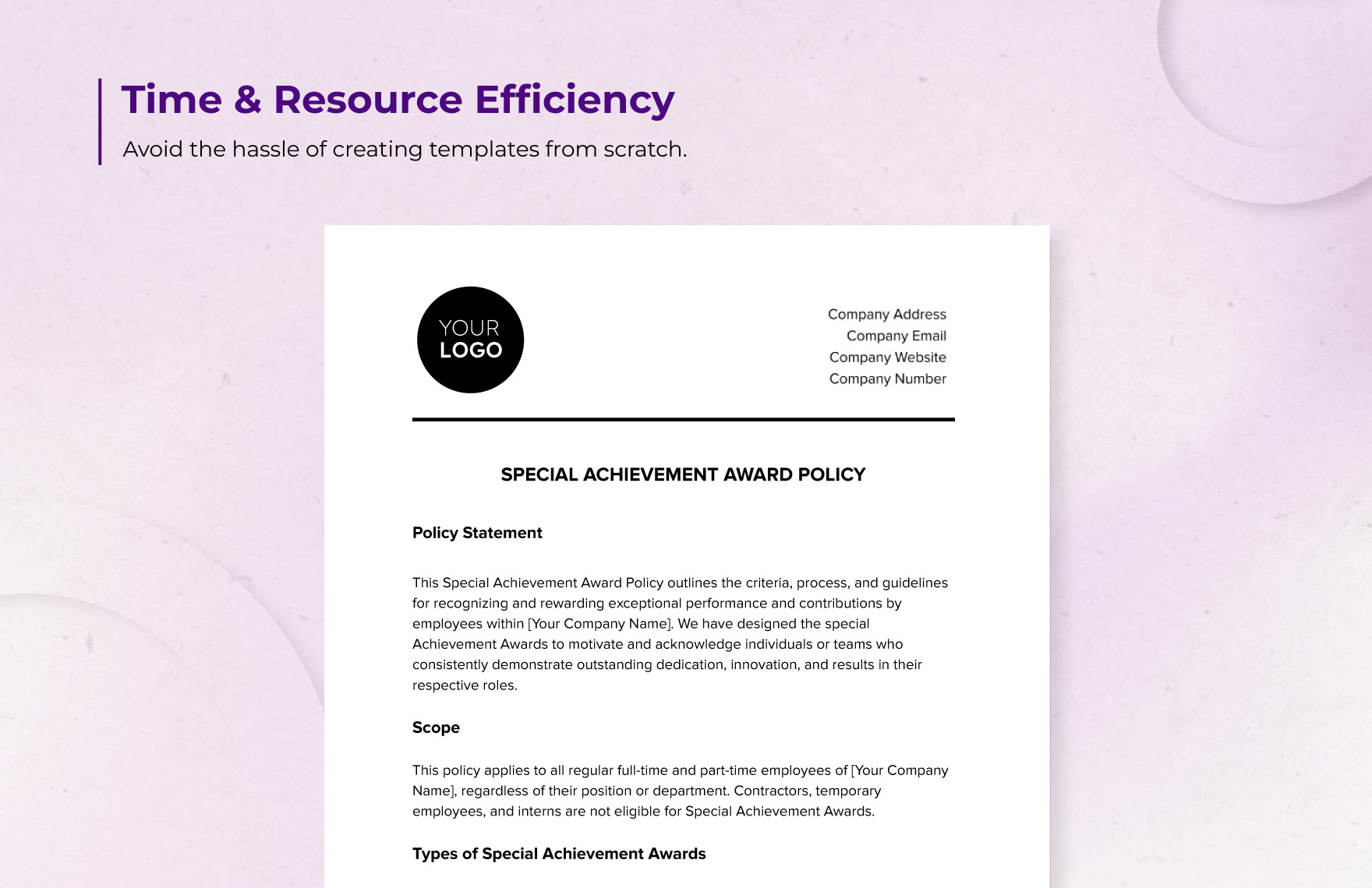 Special Achievement Award Policy HR Template