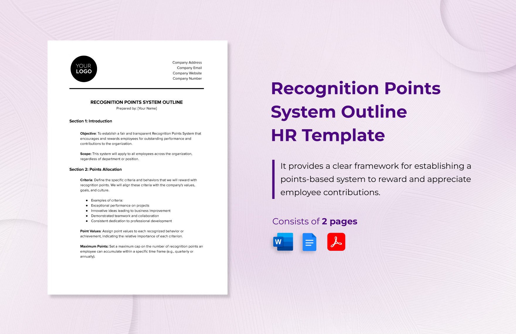 Recognition Points System Outline HR Template in Word, Google Docs, PDF