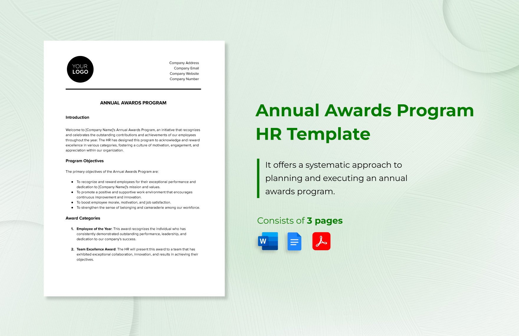 Annual Awards Program HR Template in Word, Google Docs, PDF