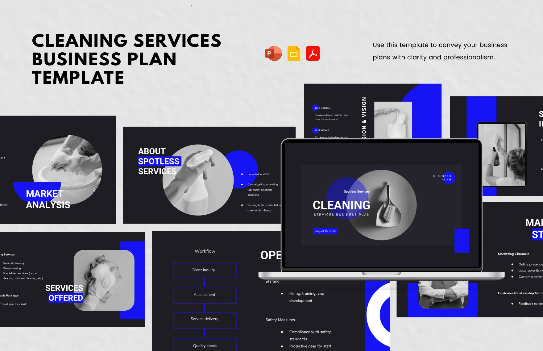 Cleaning Services Business Plan Template in PDF, PowerPoint, Google Slides