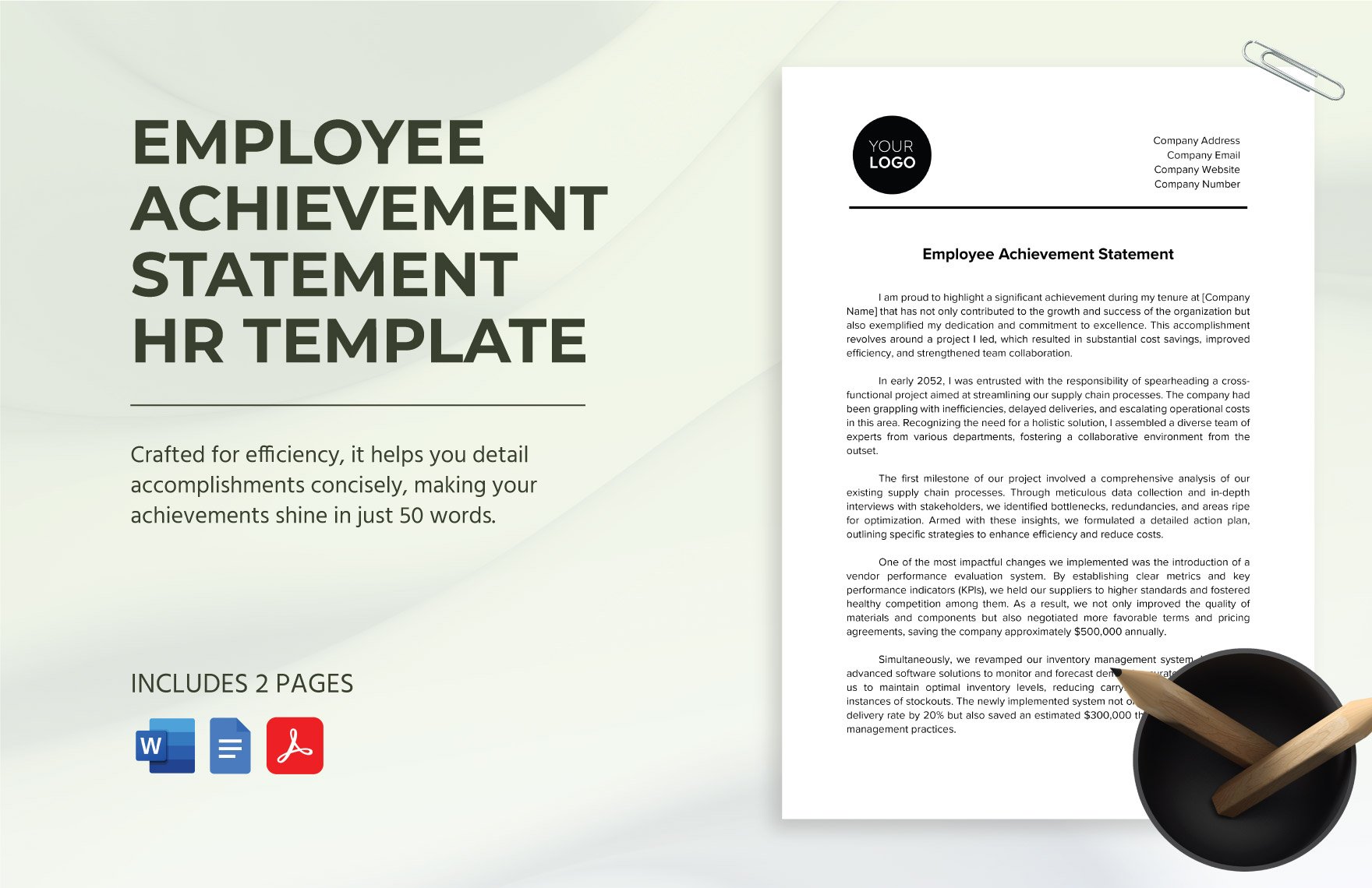 Employee Achievement Statement HR Template in Word, Google Docs, PDF