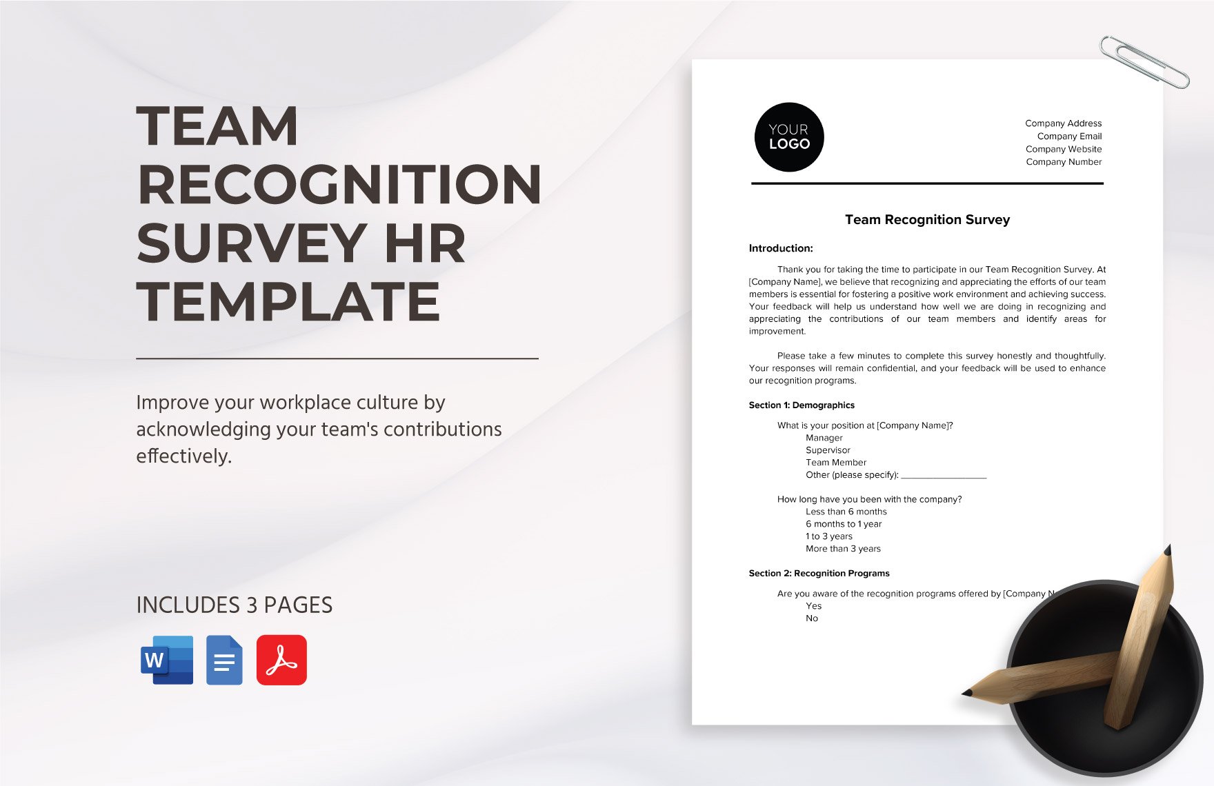 Team Recognition Survey HR Template in Word, Google Docs, PDF