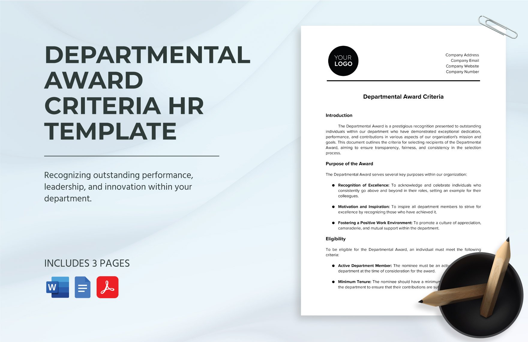 Departmental Award Criteria HR Template