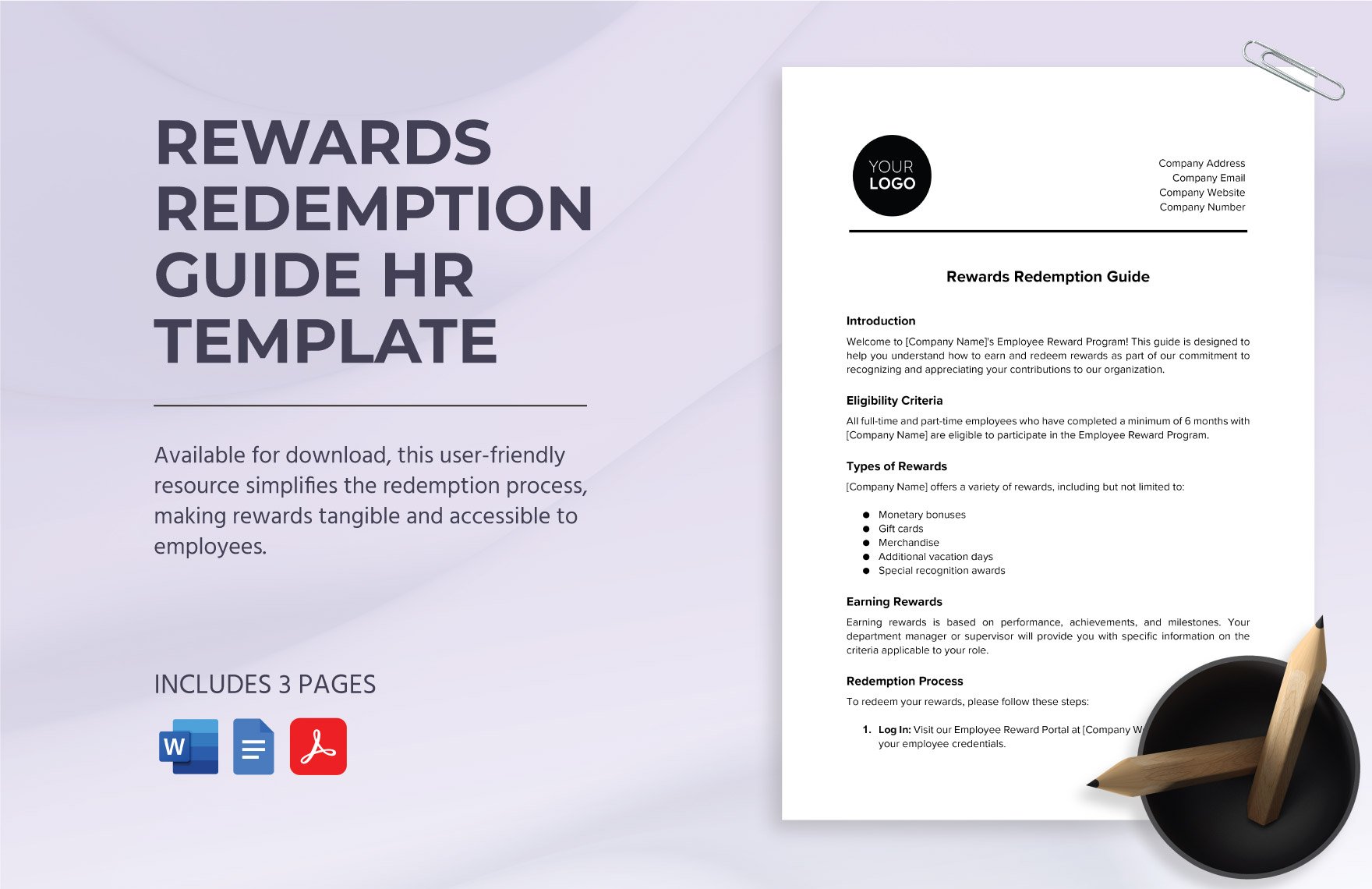 Rewards Redemption Guide HR Template in Word, Google Docs, PDF