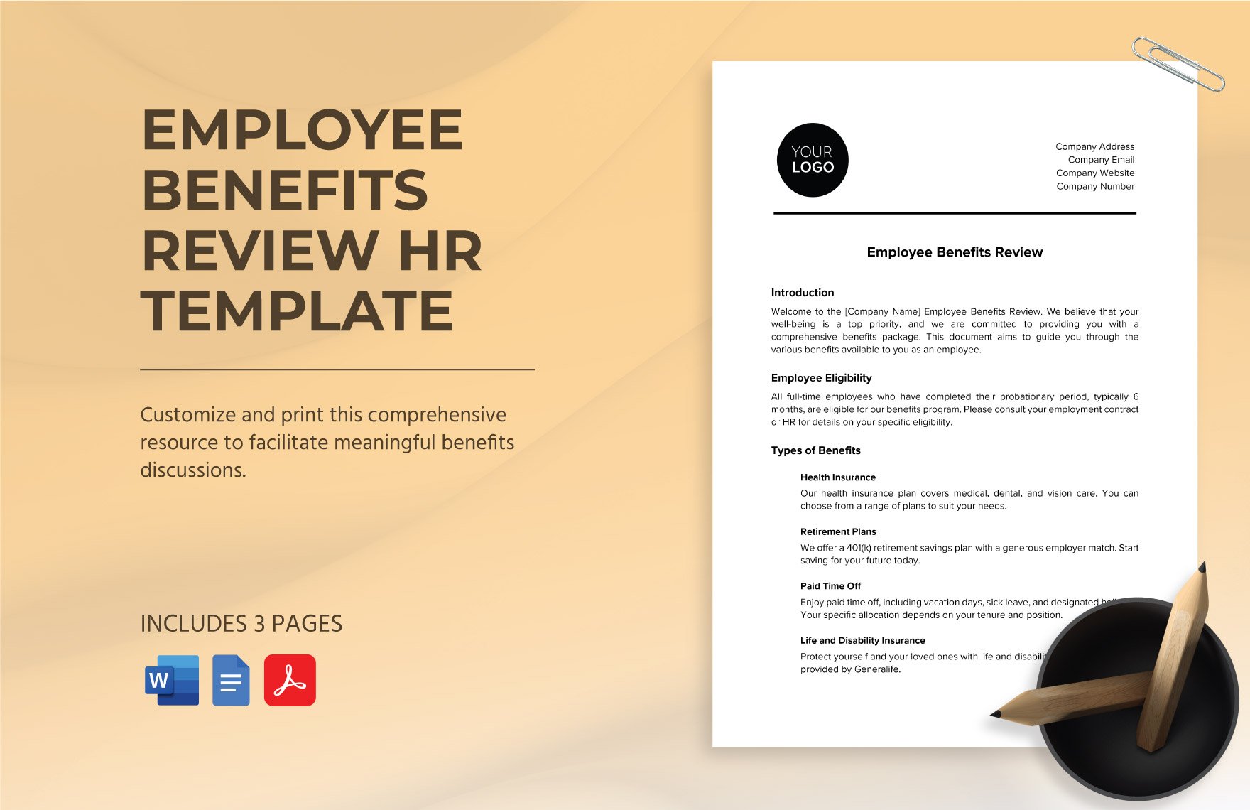 Employee Benefits Review HR Template