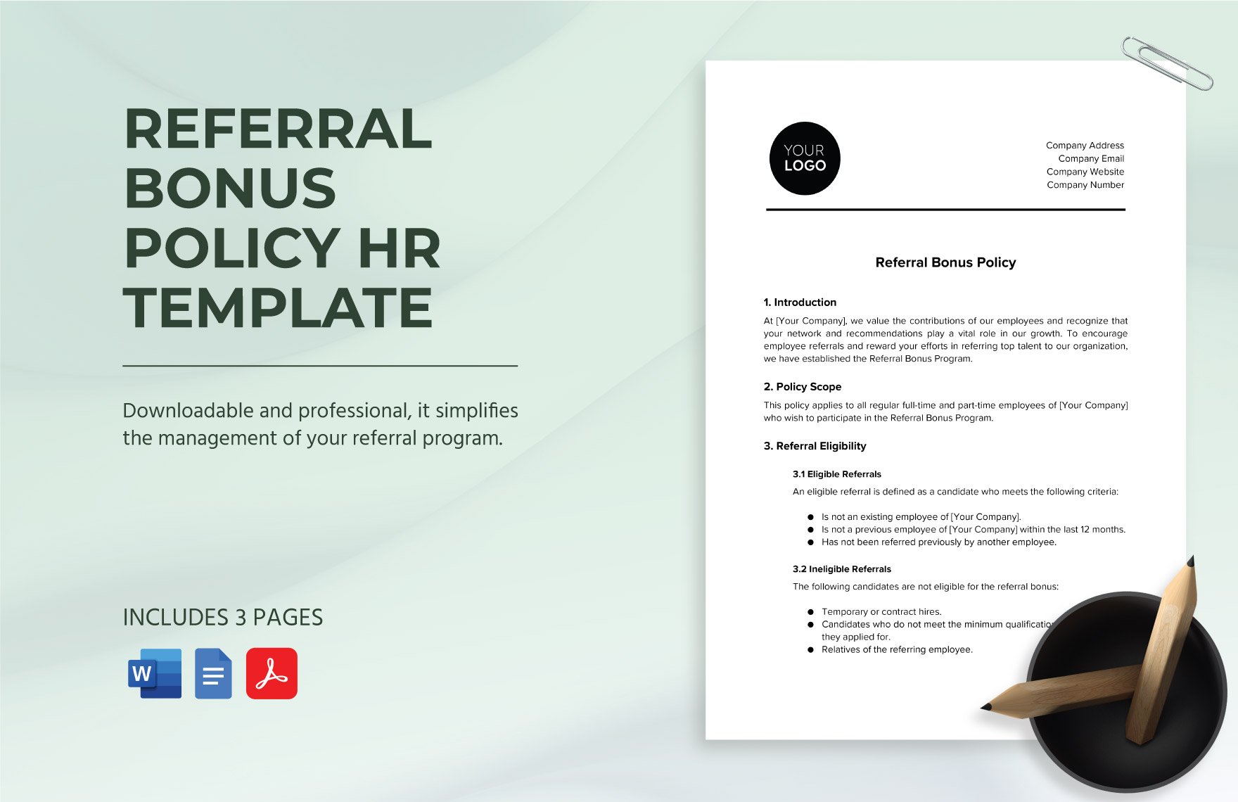 Referral Bonus Policy HR Template