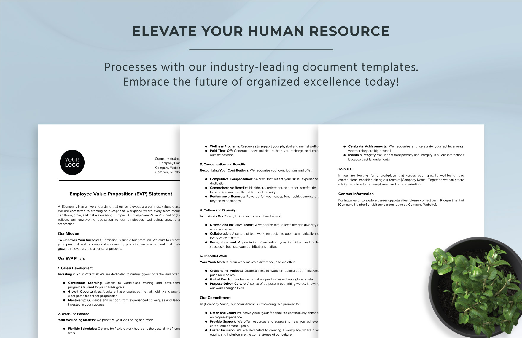 Employee Value Proposition Statement HR Template