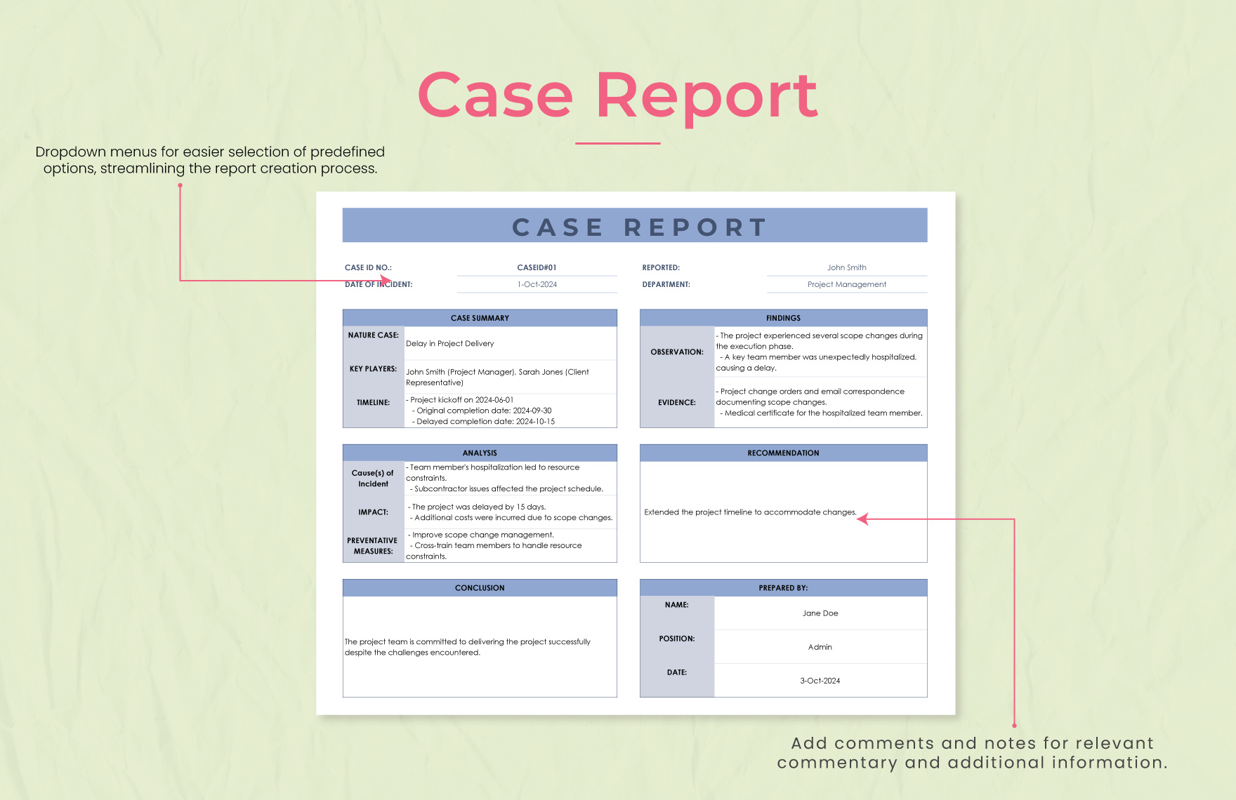 Case Report Template