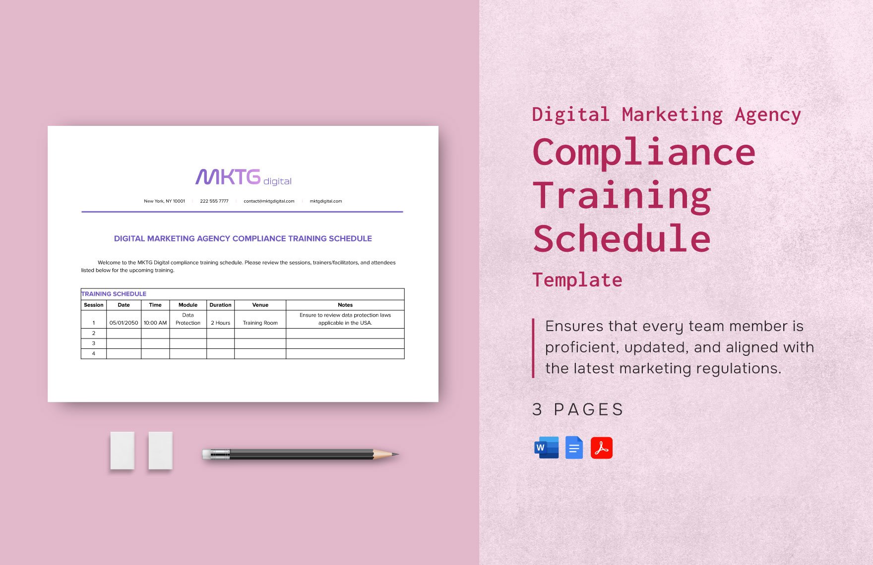 Digital Marketing Agency Compliance Training Schedule Template