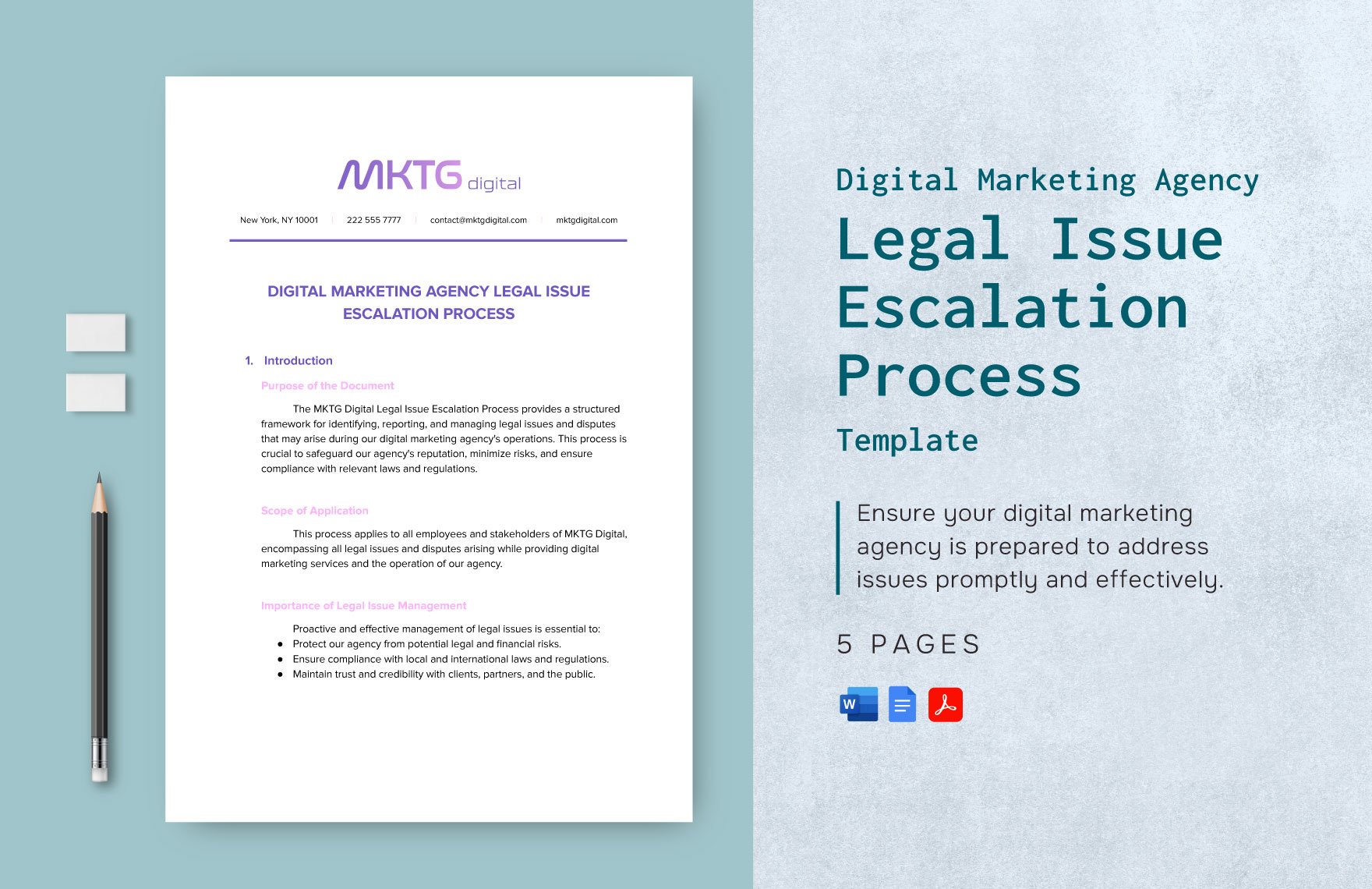 Digital Marketing Agency Legal Issue Escalation Process Template