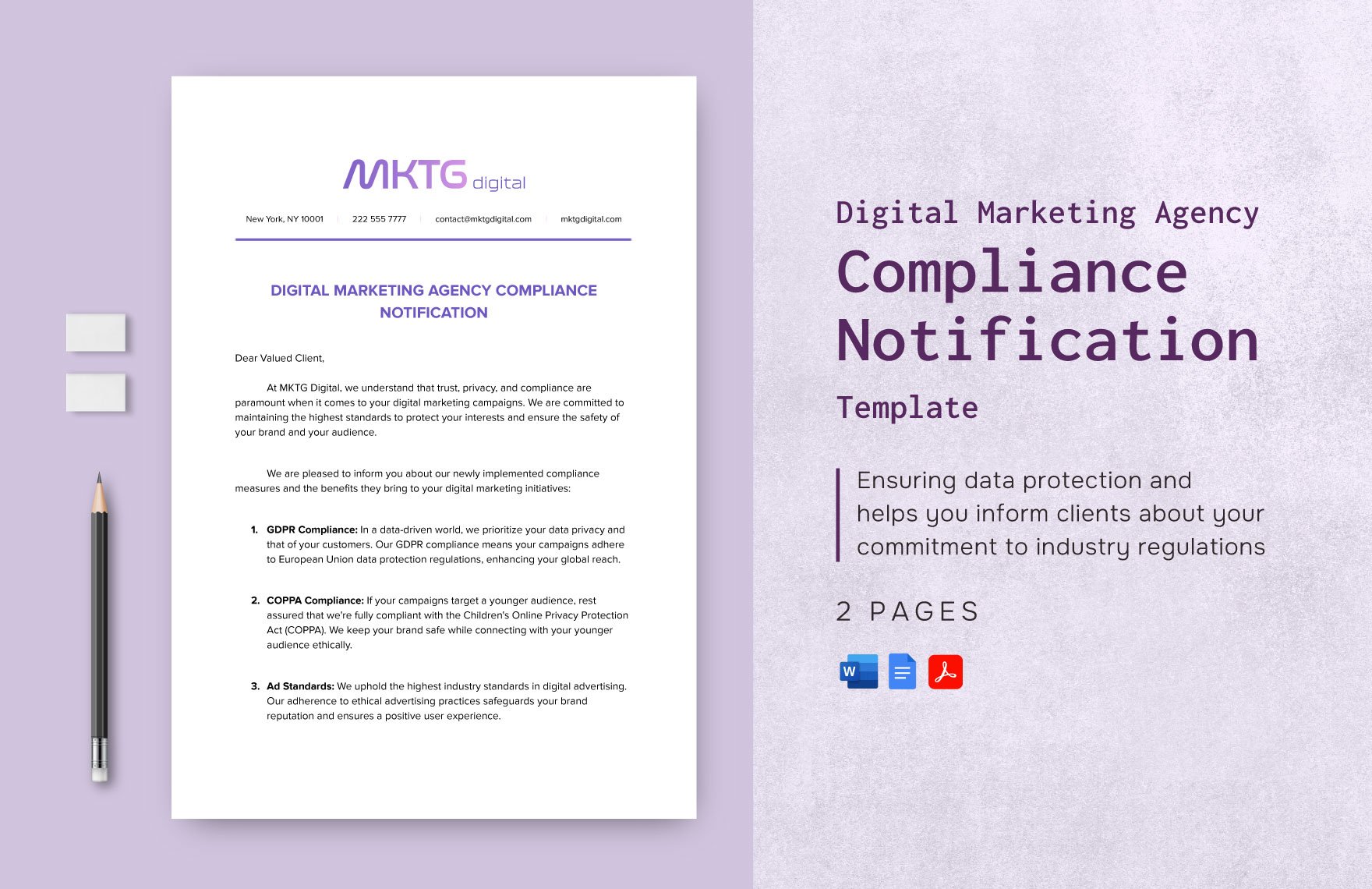 Digital Marketing Agency Compliance Notification Template