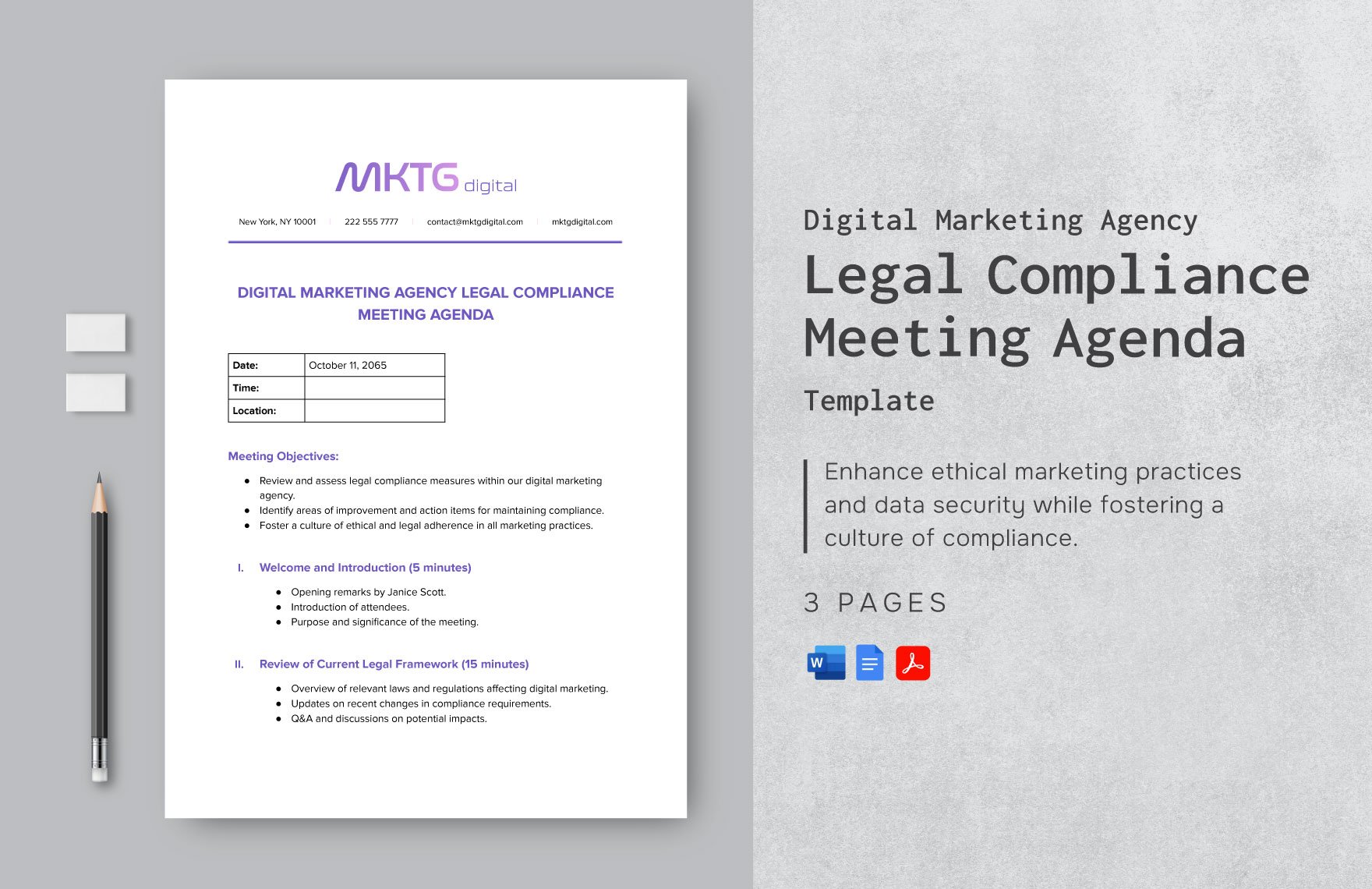 Digital Marketing Agency Legal Compliance Meeting Agenda Template