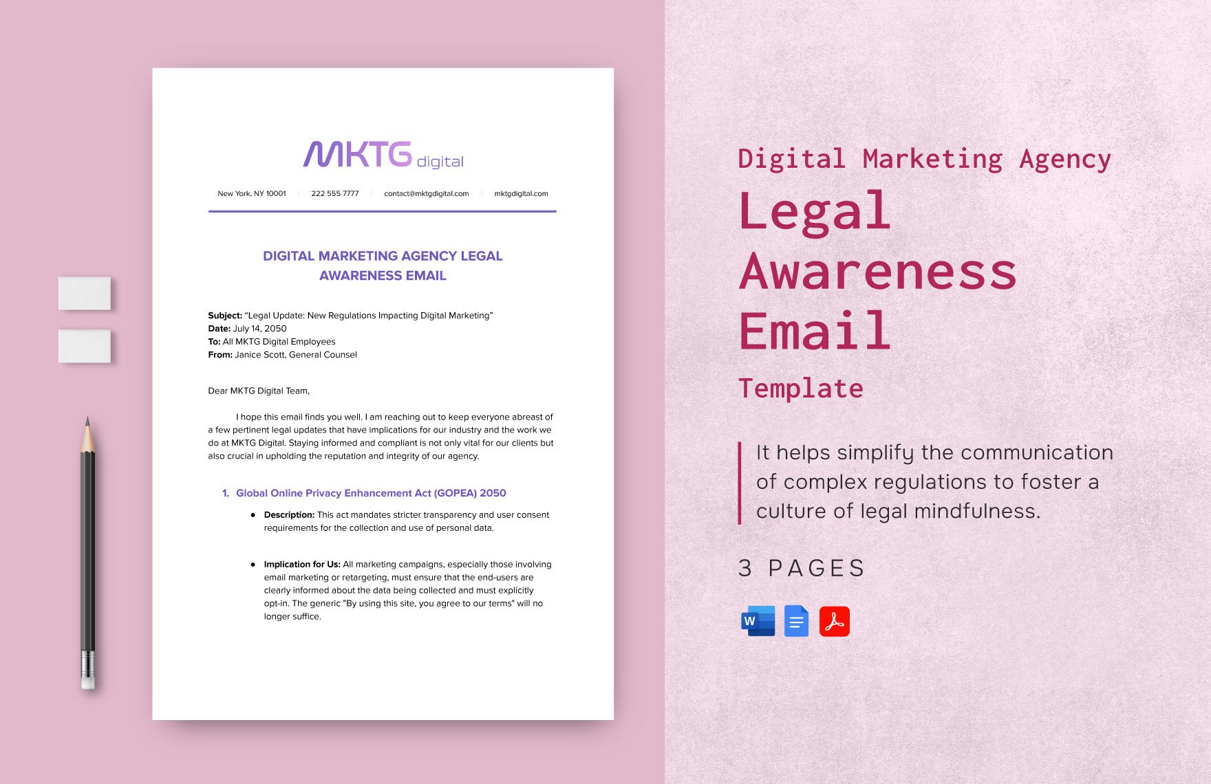 Digital Marketing Agency Legal Awareness Email Template