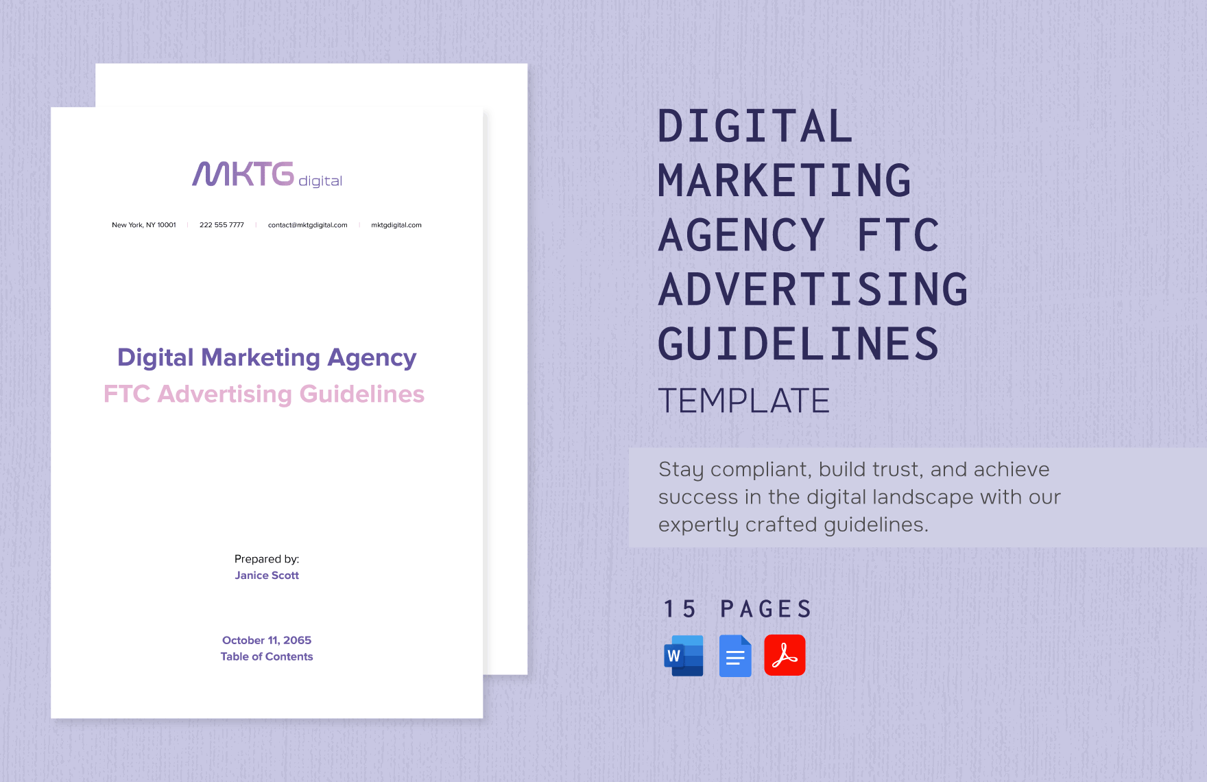 Digital Marketing Agency FTC Advertising Guidelines Template
