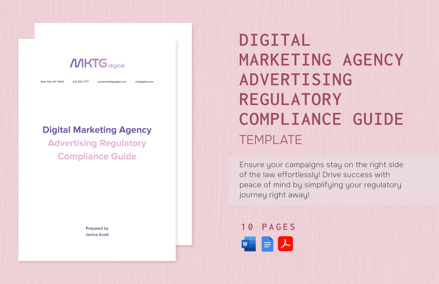 Digital Marketing Agency Advertising Regulatory Compliance Guide Template