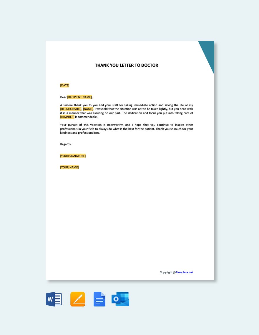 Free Thank You Letter To Doctor Template