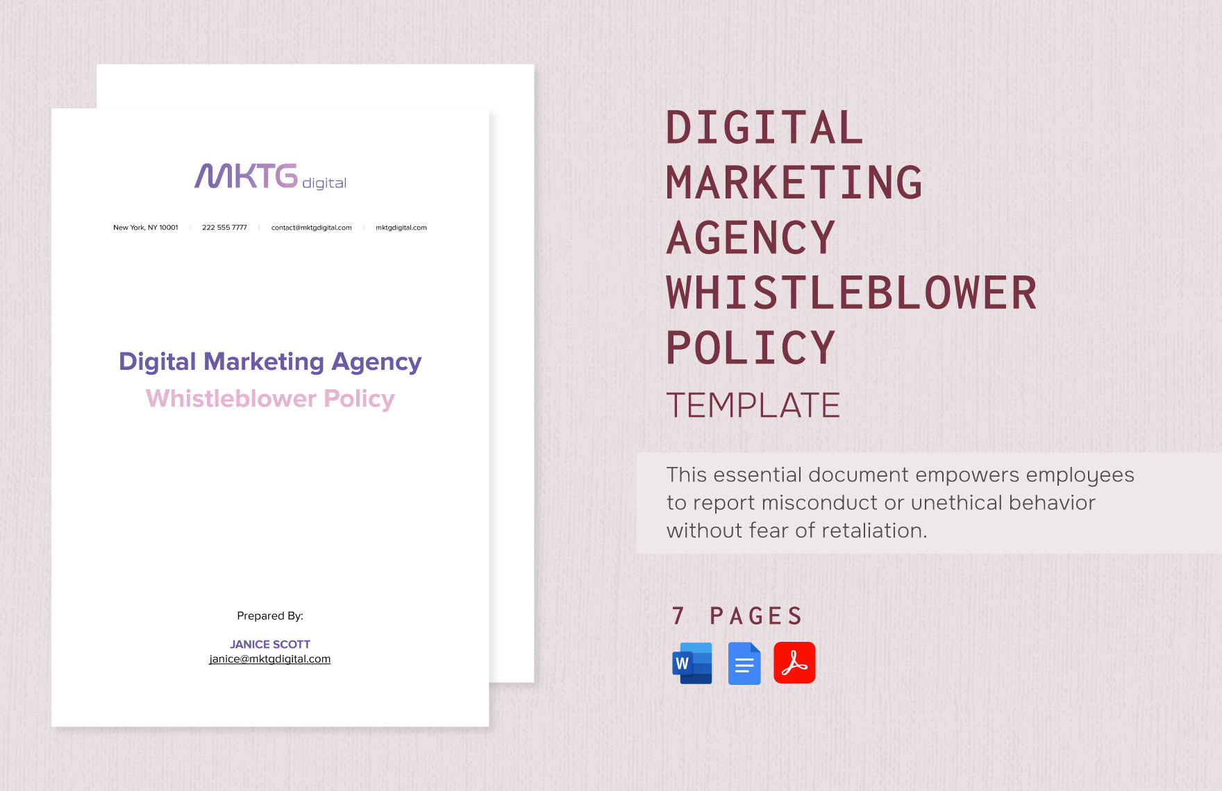 Digital Marketing Agency Whistleblower Policy Template