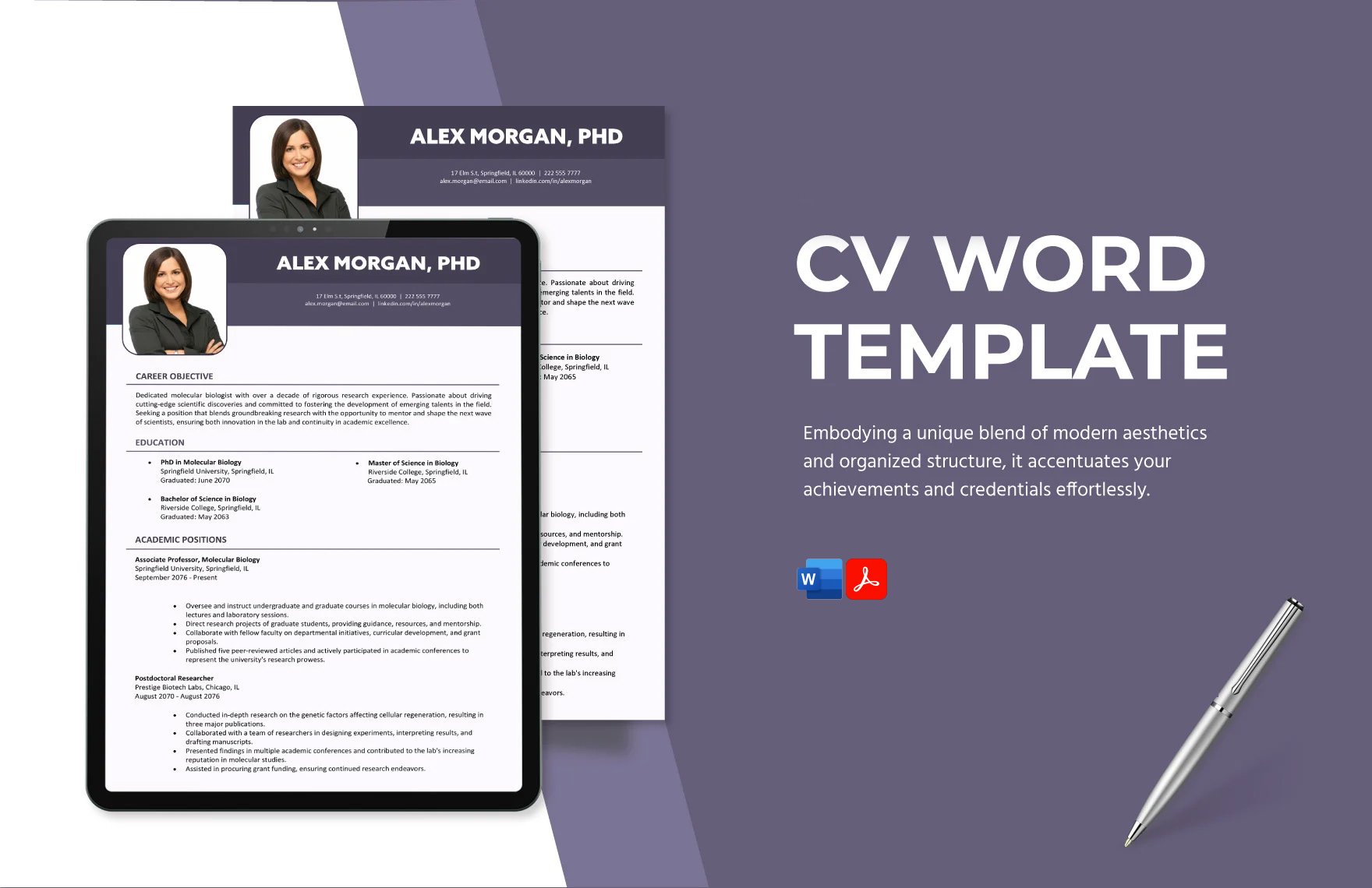 Free CV Word Template in Word, PDF