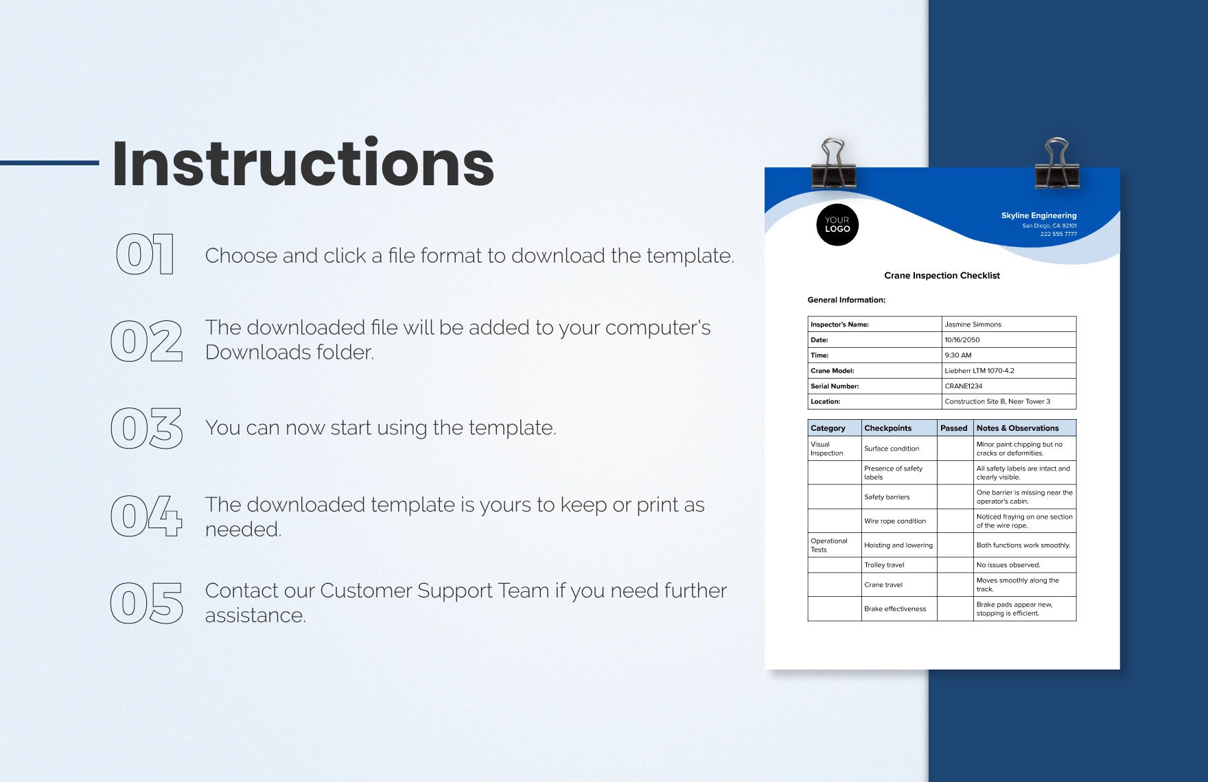 Crane Inspection Checklist Template