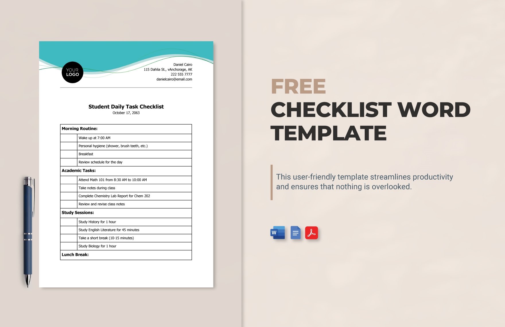 Free Checklist Word Template in Word, Google Docs, PDF