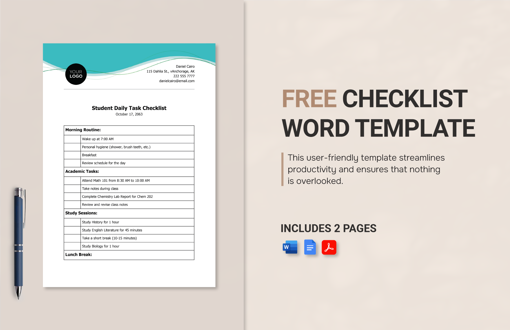 Checklist Word Template